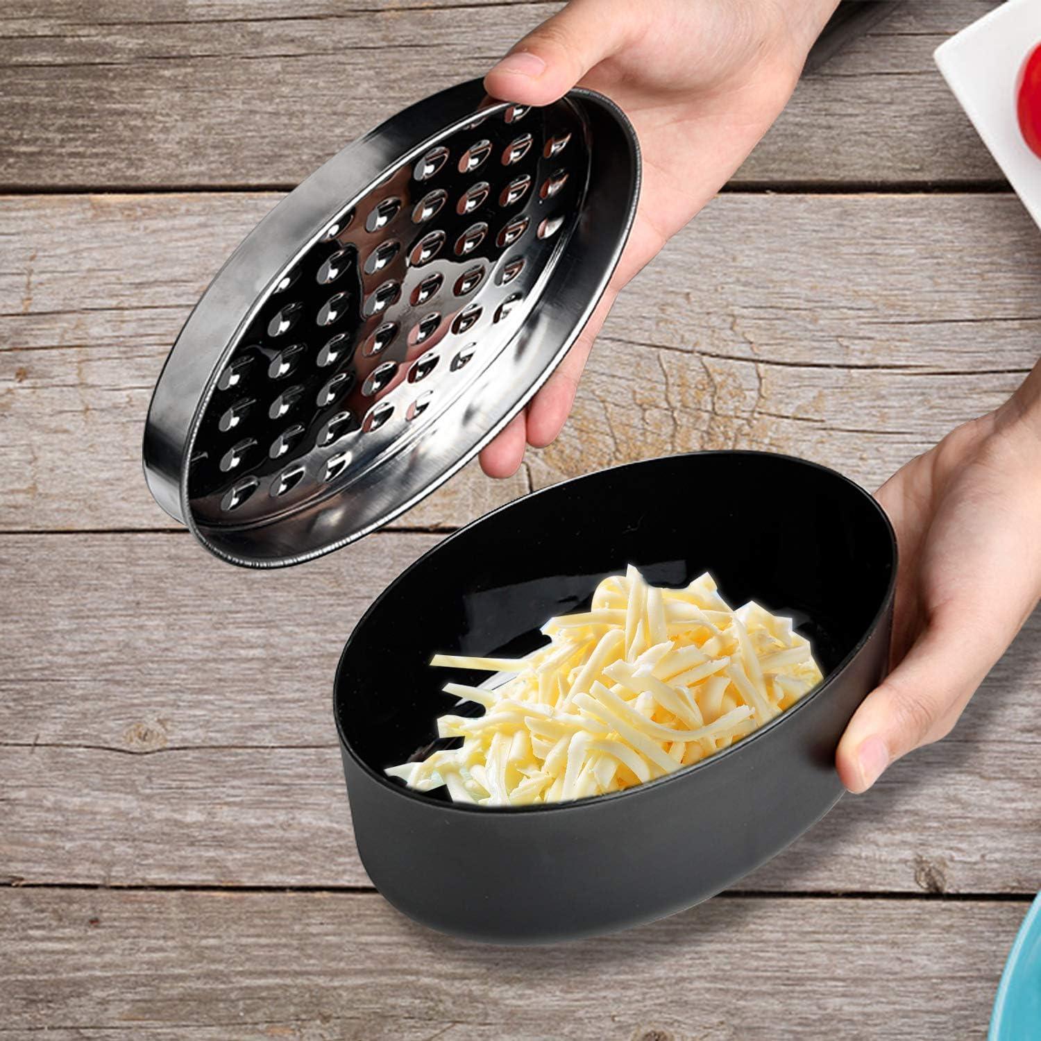 Rallador de Queso Akamino Redondo Negro con Contenedor 2 en 1