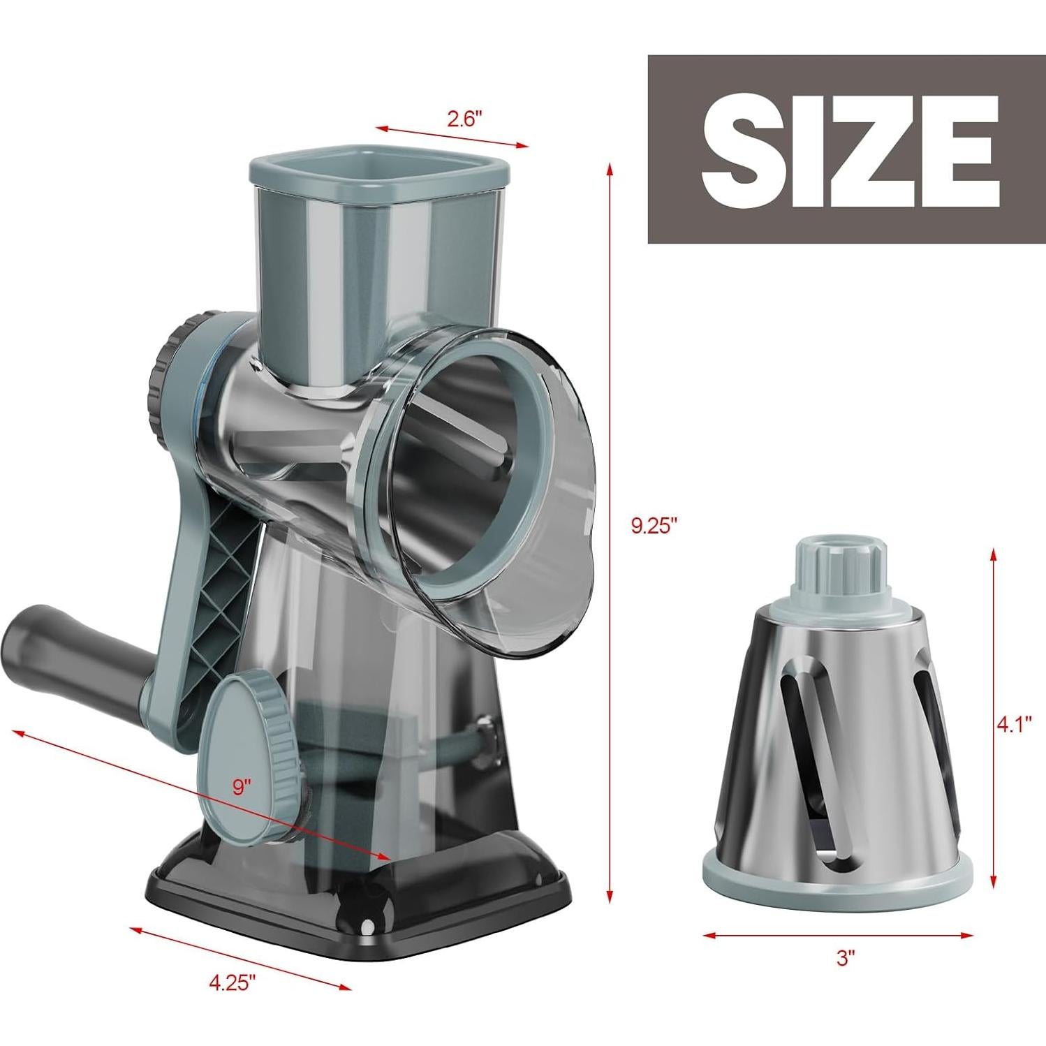 Rallador de Queso GORCI con 3 Cuchillas Intercambiables