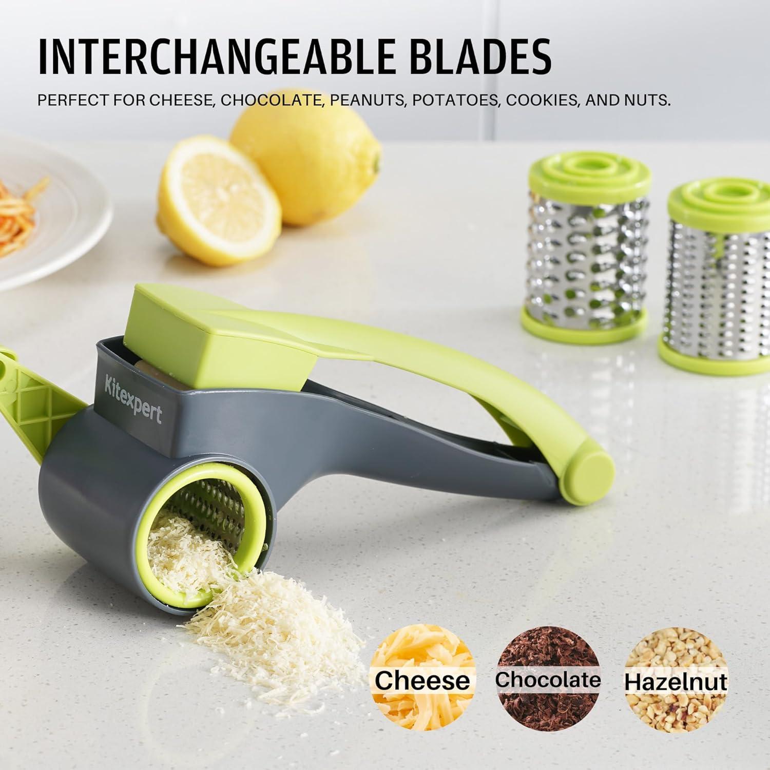 Rallador de Queso Rotativo KITEXPERT con 2 Tambores de Acero Inoxidable