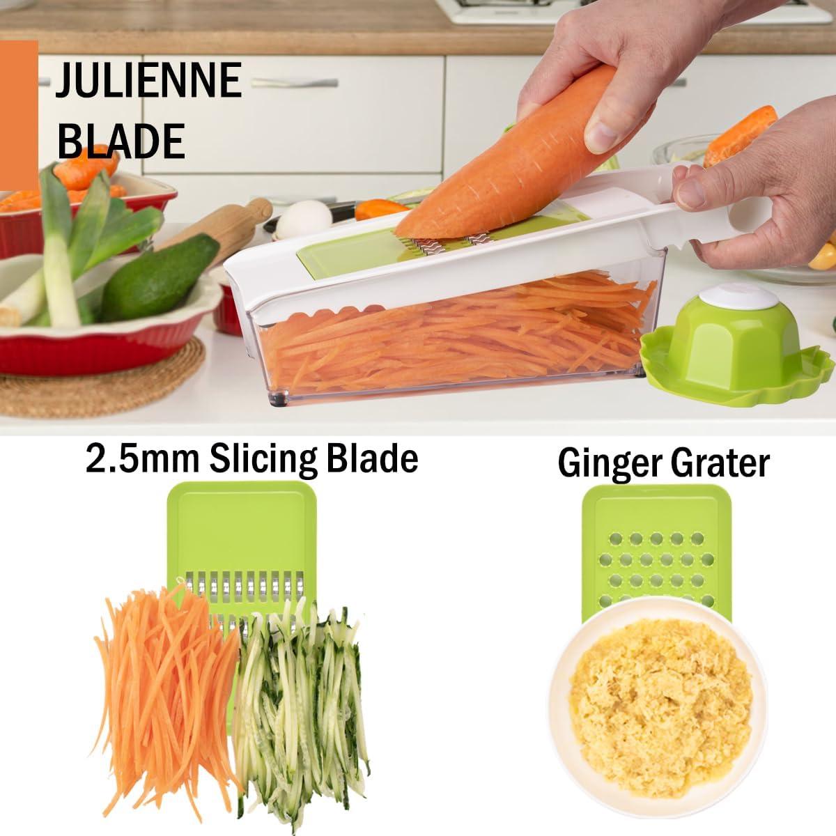 Rallador de Queso 5 en 1 NACOLUS con Contenedor y Cuchillas