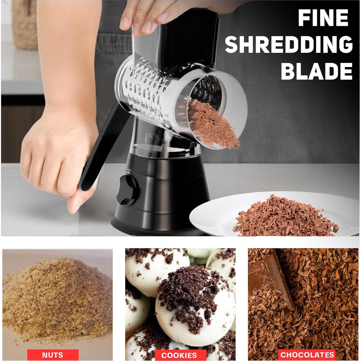 Rallador de Queso Manual Cocina de Nonni con 3 Cuchillas Intercambiables