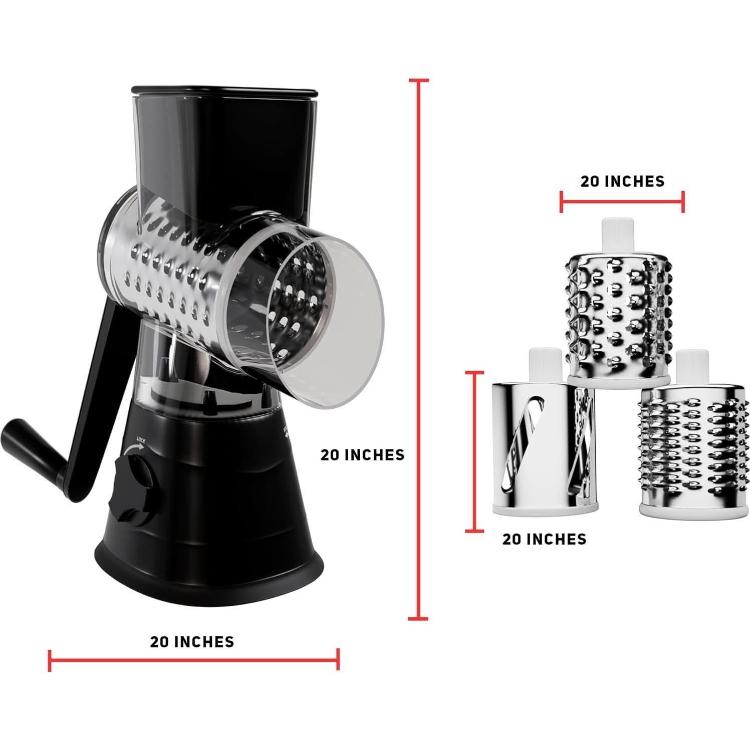 Rallador de Queso Manual Cocina de Nonni con 3 Cuchillas Intercambiables