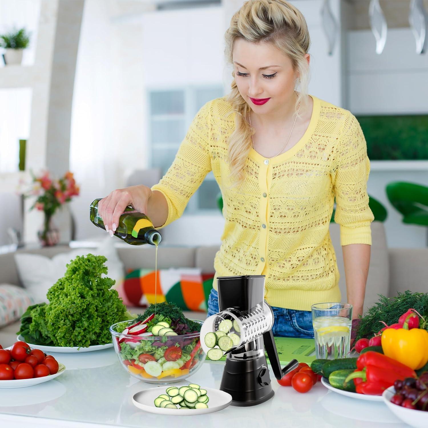 Rallador de Queso Manual Cocina de Nonni con 3 Cuchillas Intercambiables