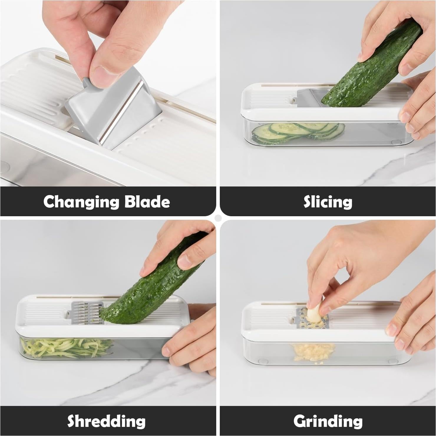 Mini Cortador de Verduras Badelite con 3 Cuchillas de Acero Inoxidable