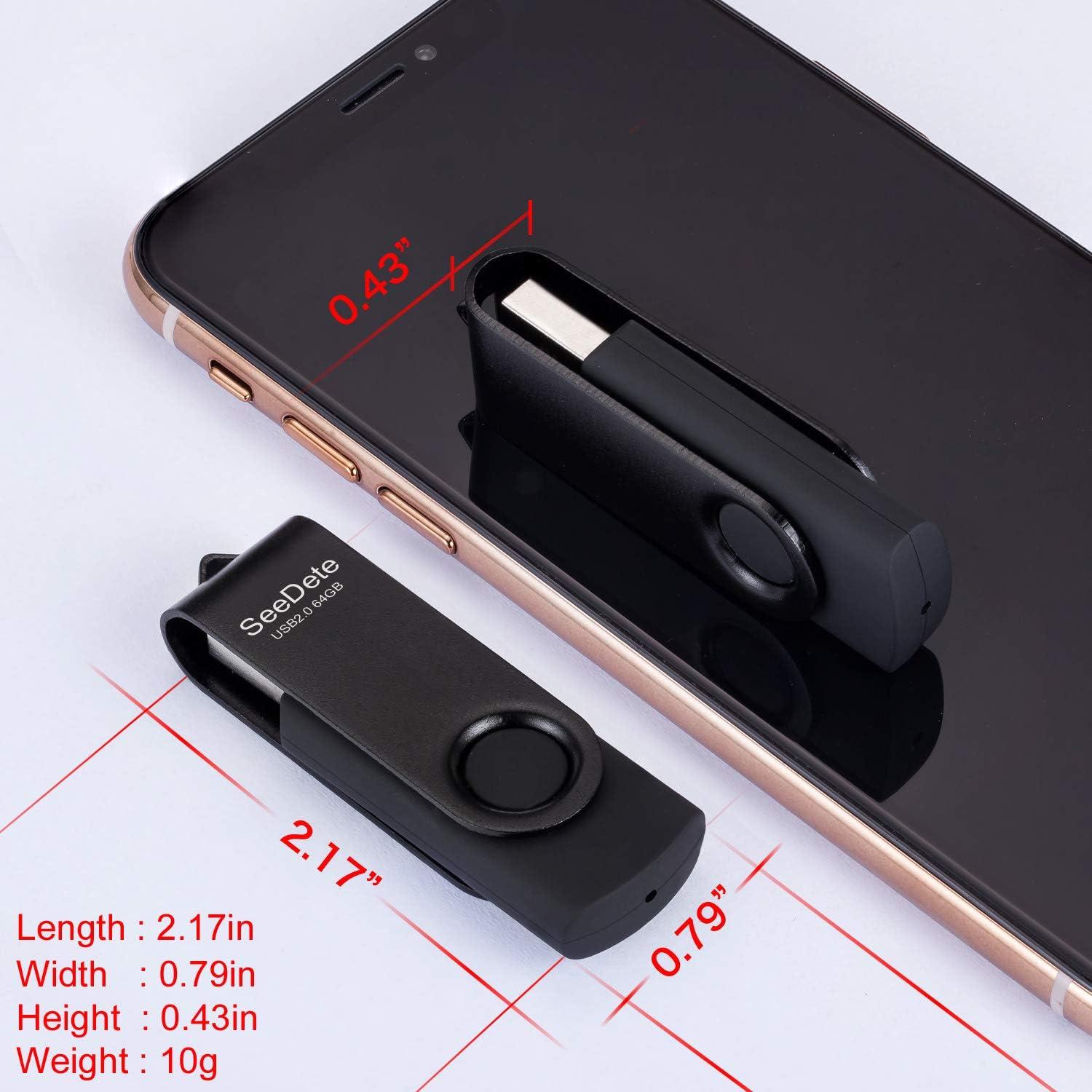 5 Pcs Memorias USB 64GB SeeDete Multicolor Rotativas