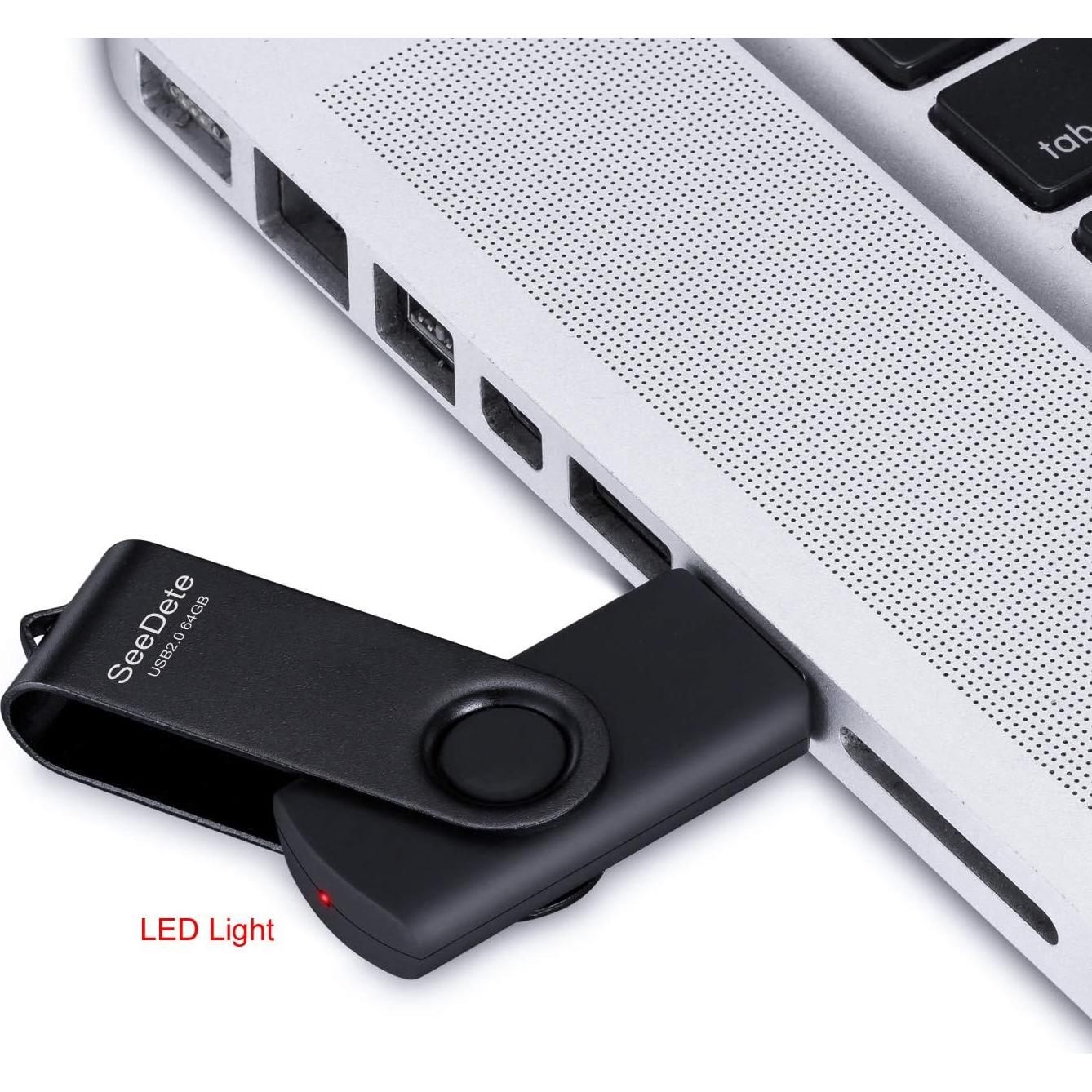 5 Pcs Memorias USB 64GB SeeDete Multicolor Rotativas