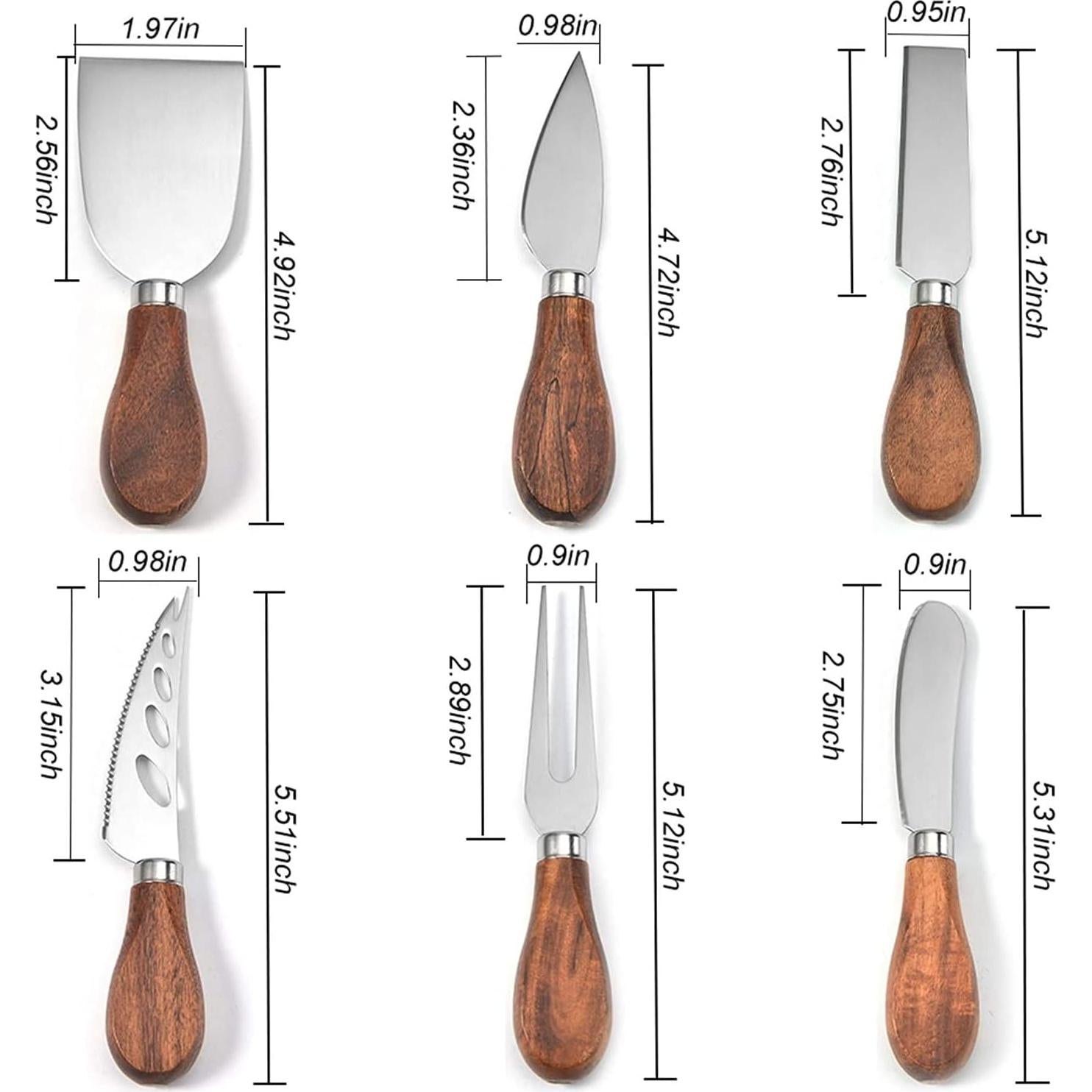 Set de Cuchillos de Queso JLIAN MIOR 6 Piezas Acero Inoxidable
