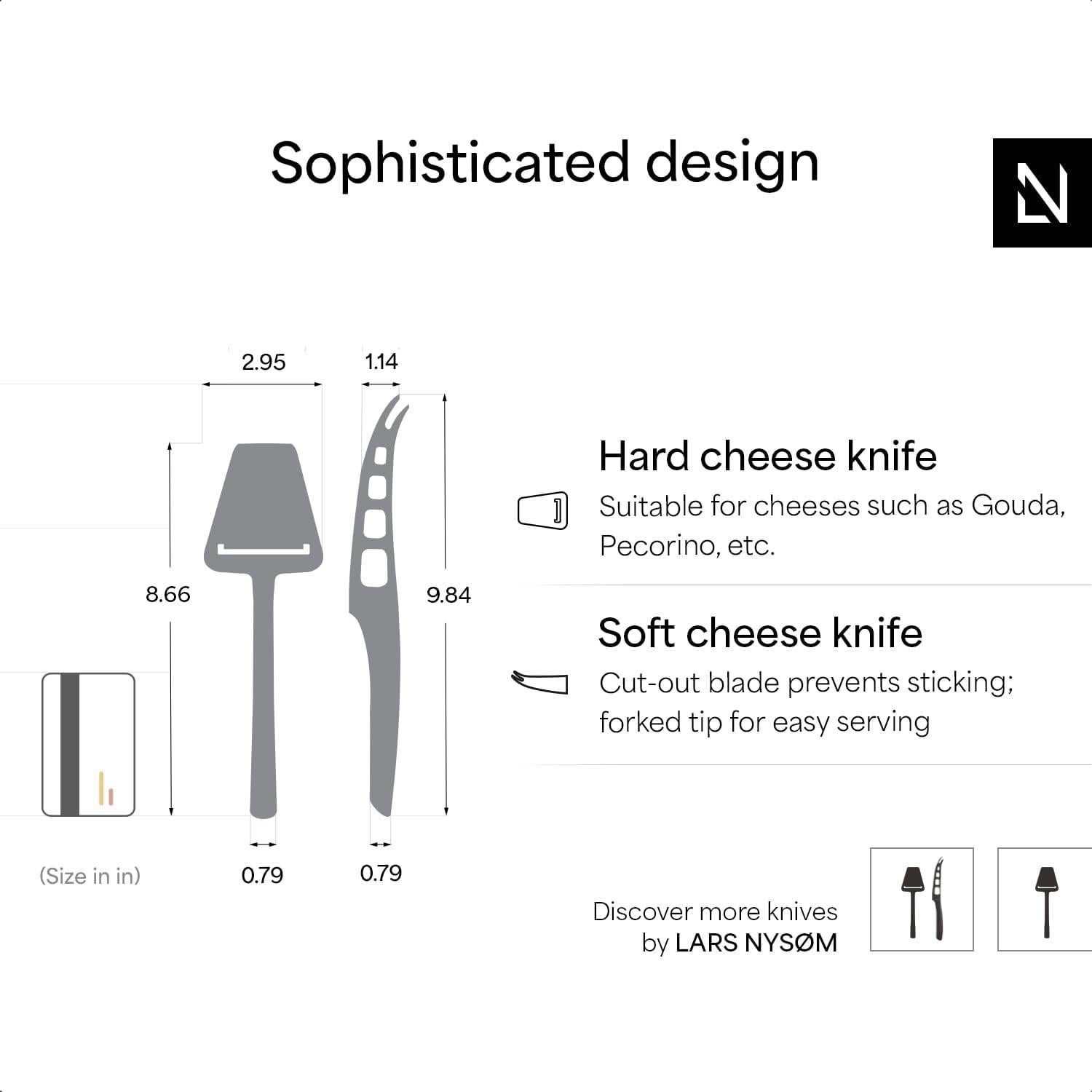 Juego de Cuchillos y Cortador de Queso LARS NYSØM 2 Pcs Acero Inoxidable