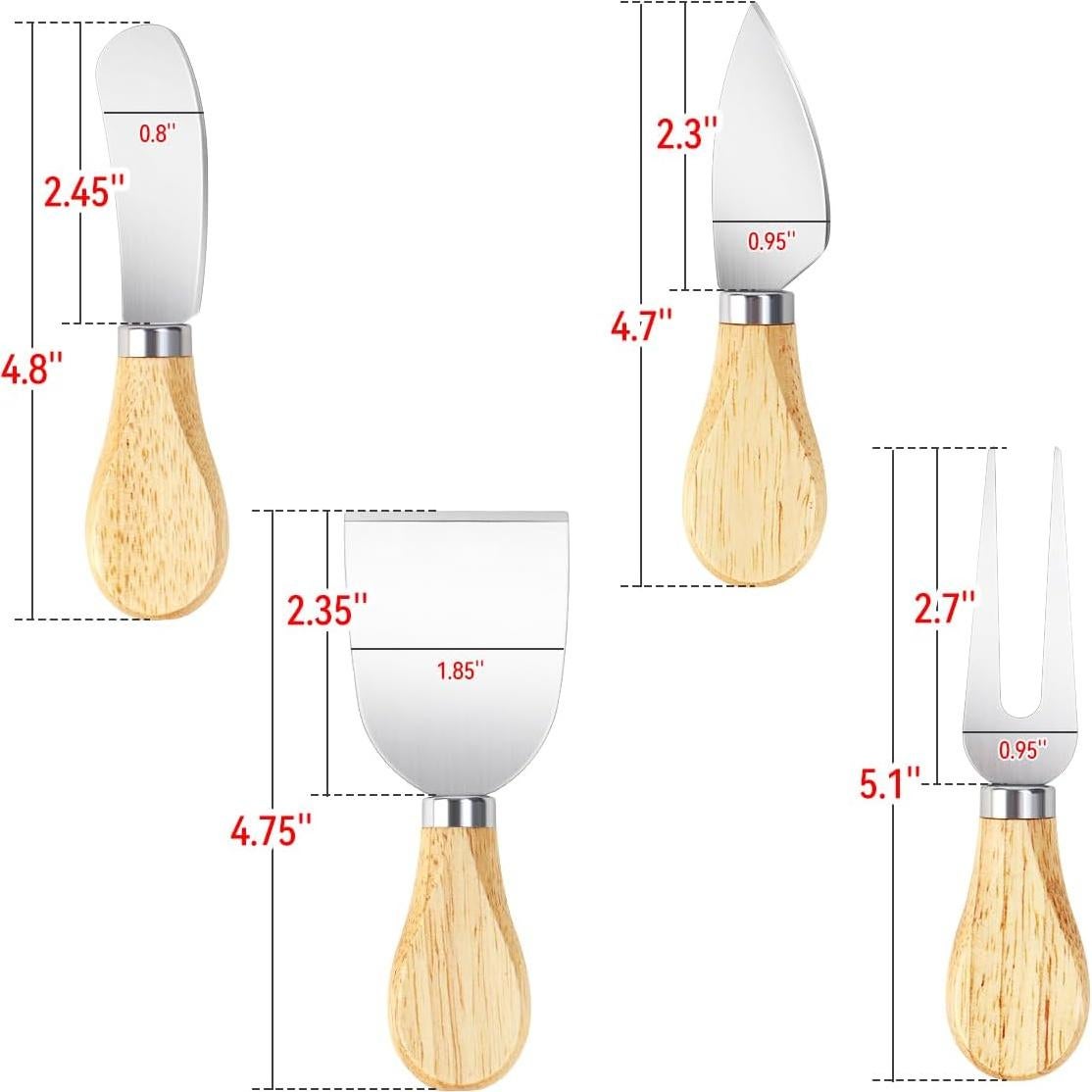 Juego de Cuchillos para Queso Yuntop 4 Piezas Acero Inoxidable