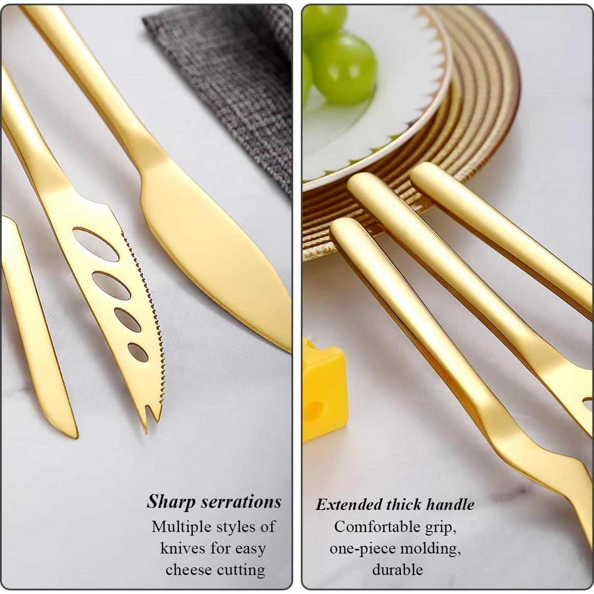 Juego de cuchillos de queso Kyraton Gold 3 piezas acero inoxidable