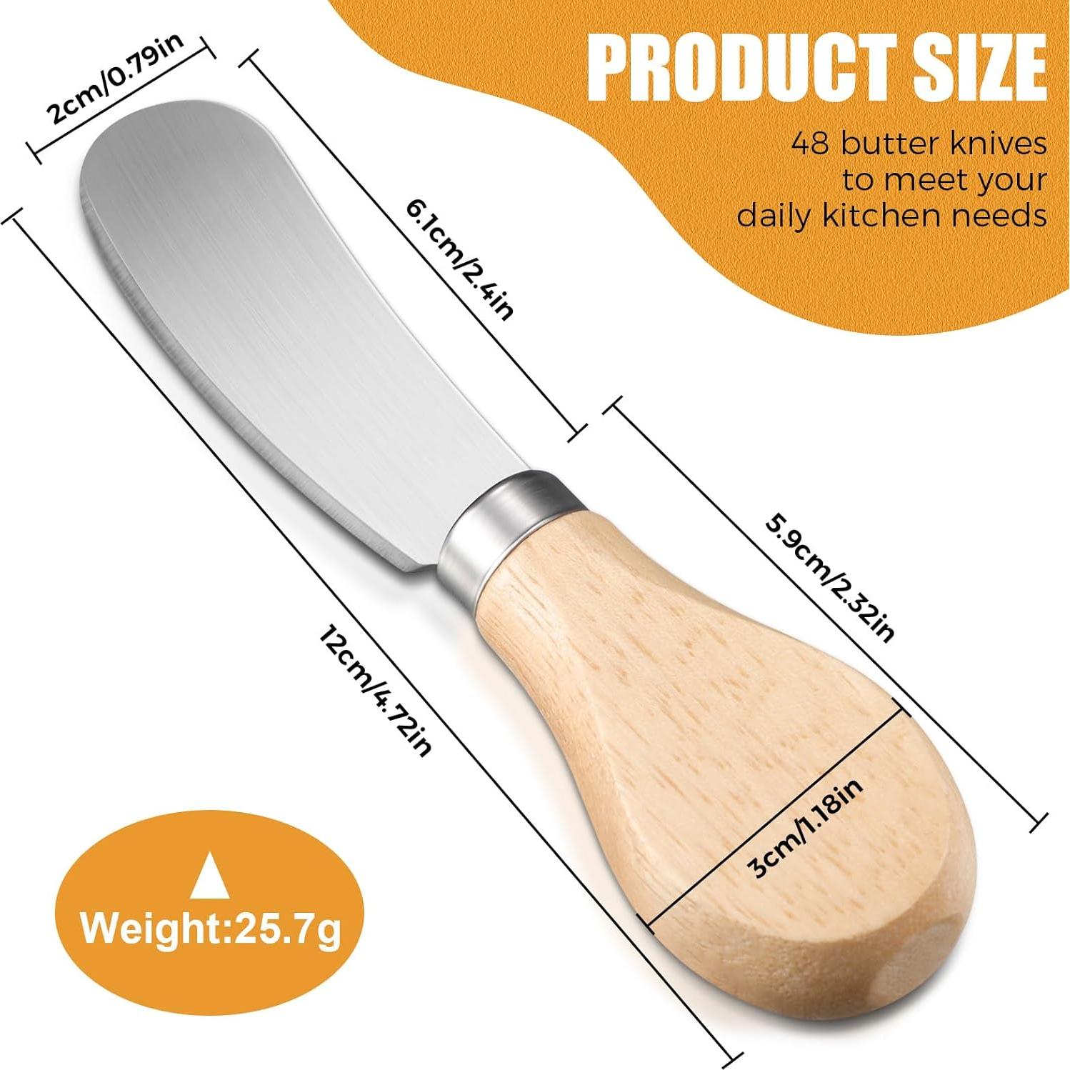 48 Cuchillos para Untar Queso Lanties con Mango de Madera