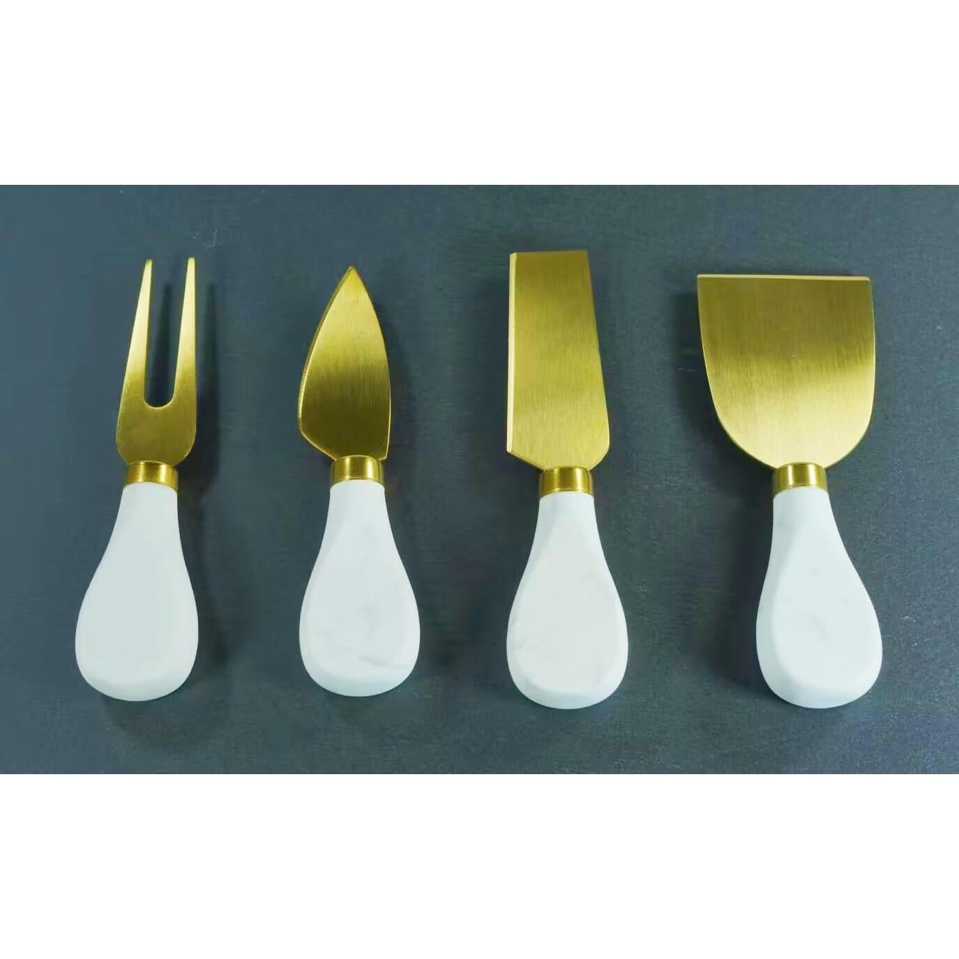 Juego de cuchillos de queso HSHQING 4 piezas dorados y mármol