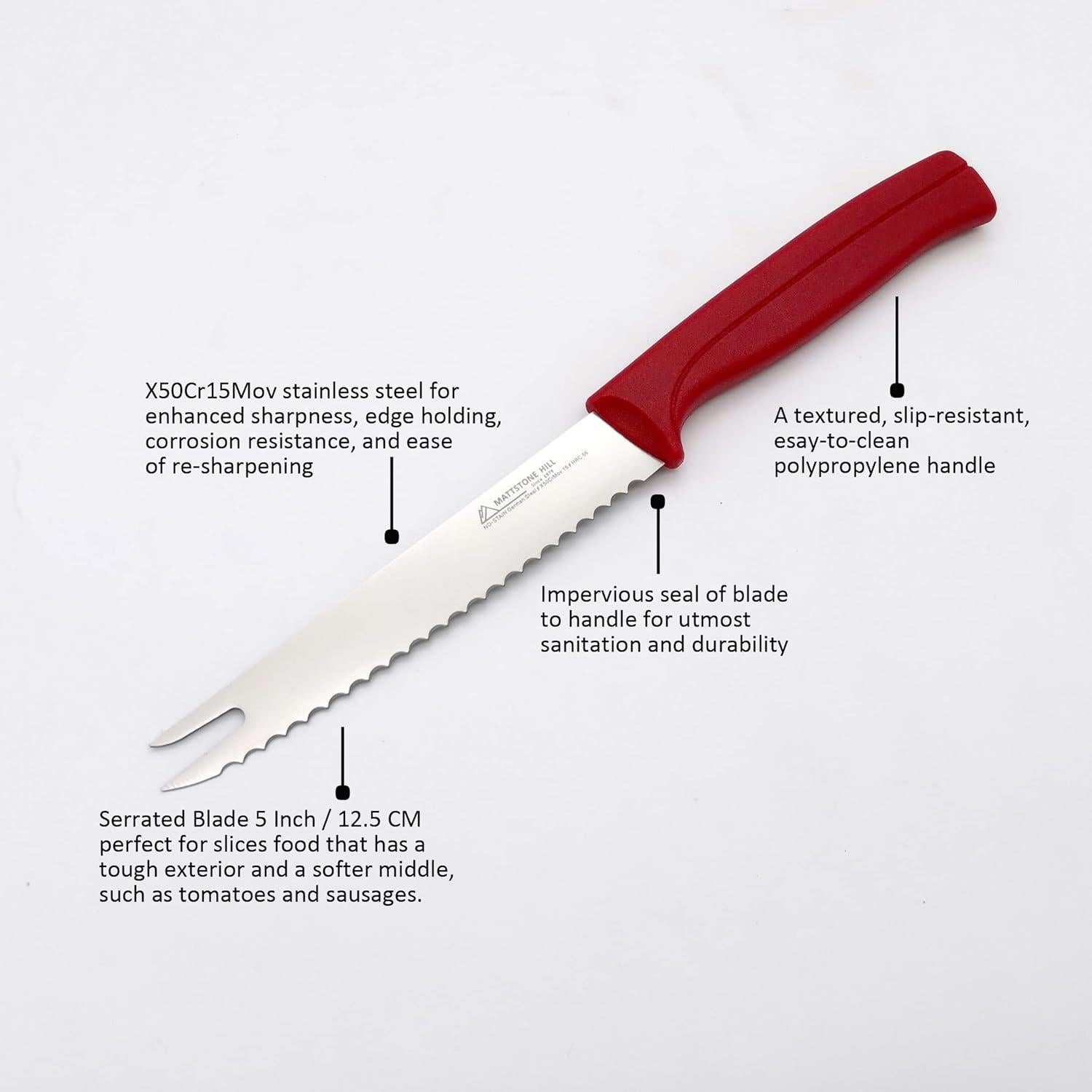 Cuchillo de Tomate MATTSTONE HILL 12.7 cm Acero Inoxidable Rojo