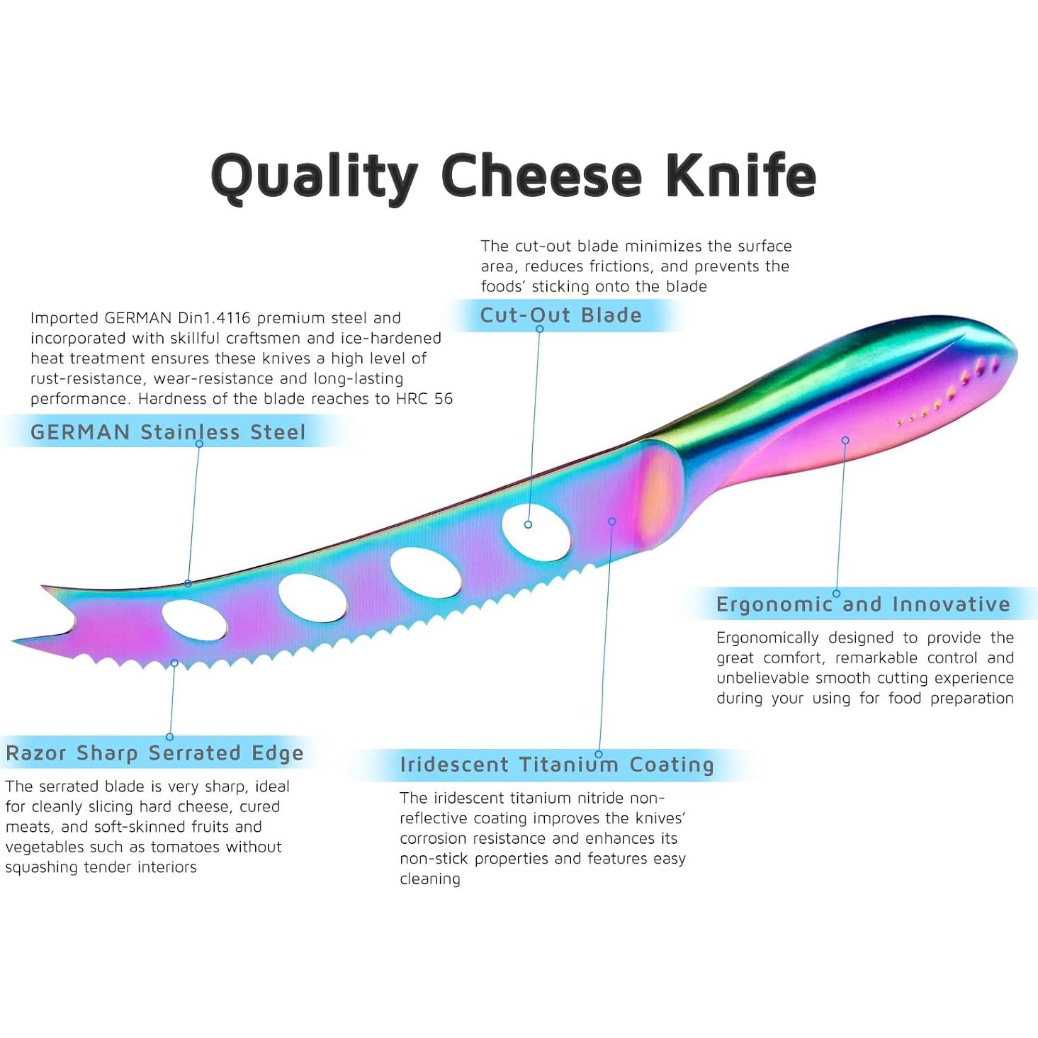 Cuchillo de Queso WELLSTAR 12.7 cm Acero Inoxidable Arcoíris