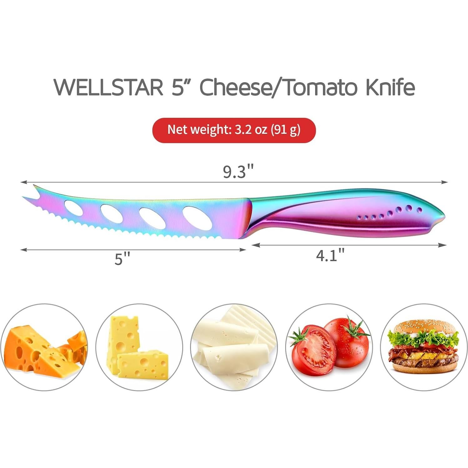 Cuchillo de Queso WELLSTAR 12.7 cm Acero Inoxidable Arcoíris