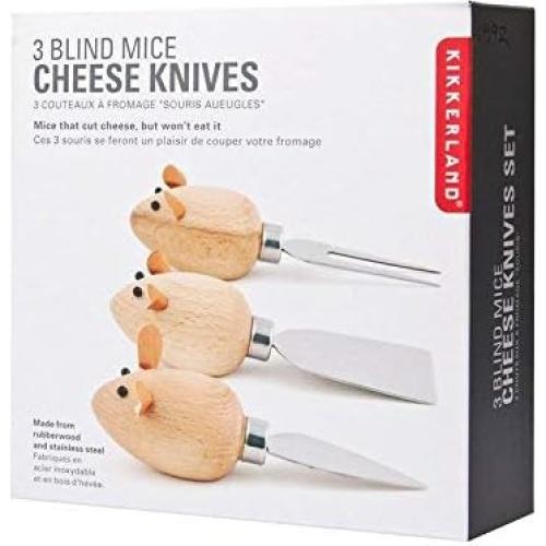 Set de 3 Cuchillos de Queso Ratón Kikkerland - Madera Dura