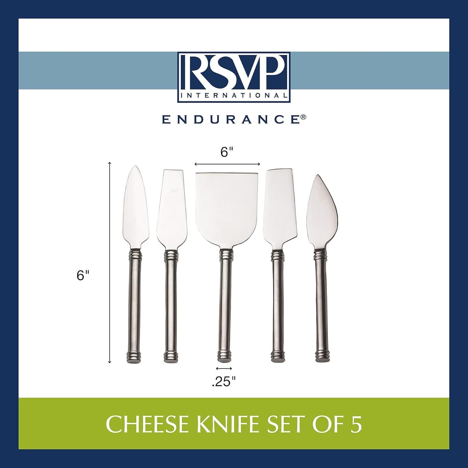 Set de 5 Cuchillos de Queso RSVP Internacional 15.24 cm Acero Inoxidable