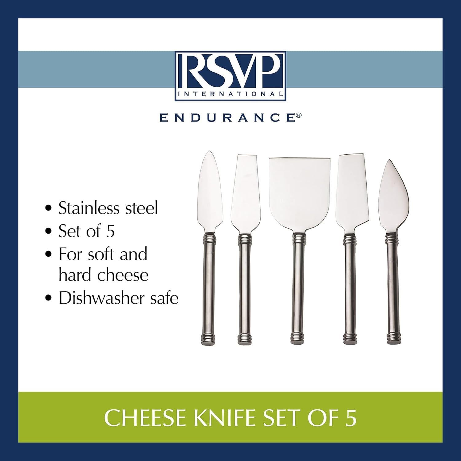 Set de 5 Cuchillos de Queso RSVP Internacional 15.24 cm Acero Inoxidable