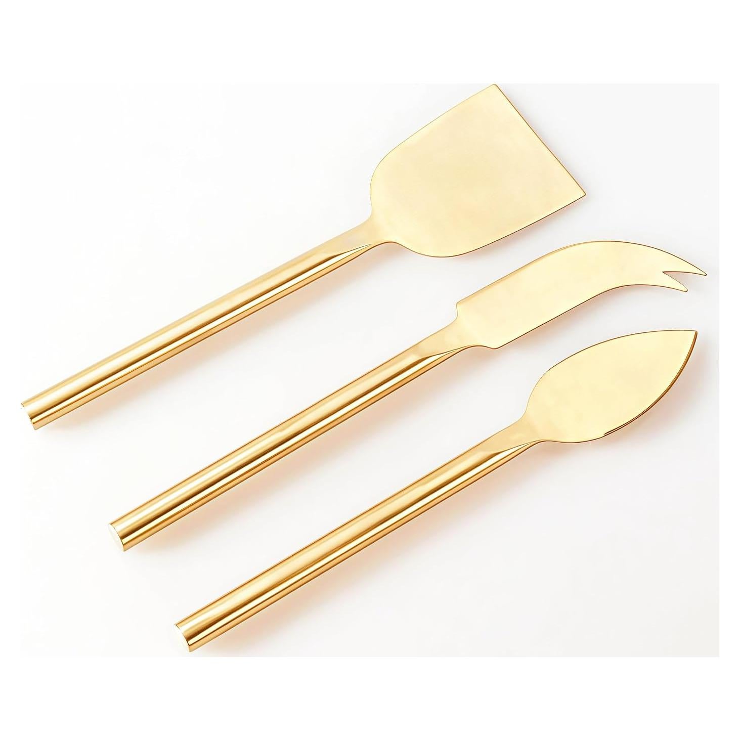 Juego de cuchillos de queso dorados HSHQING 3 piezas acero inoxidable