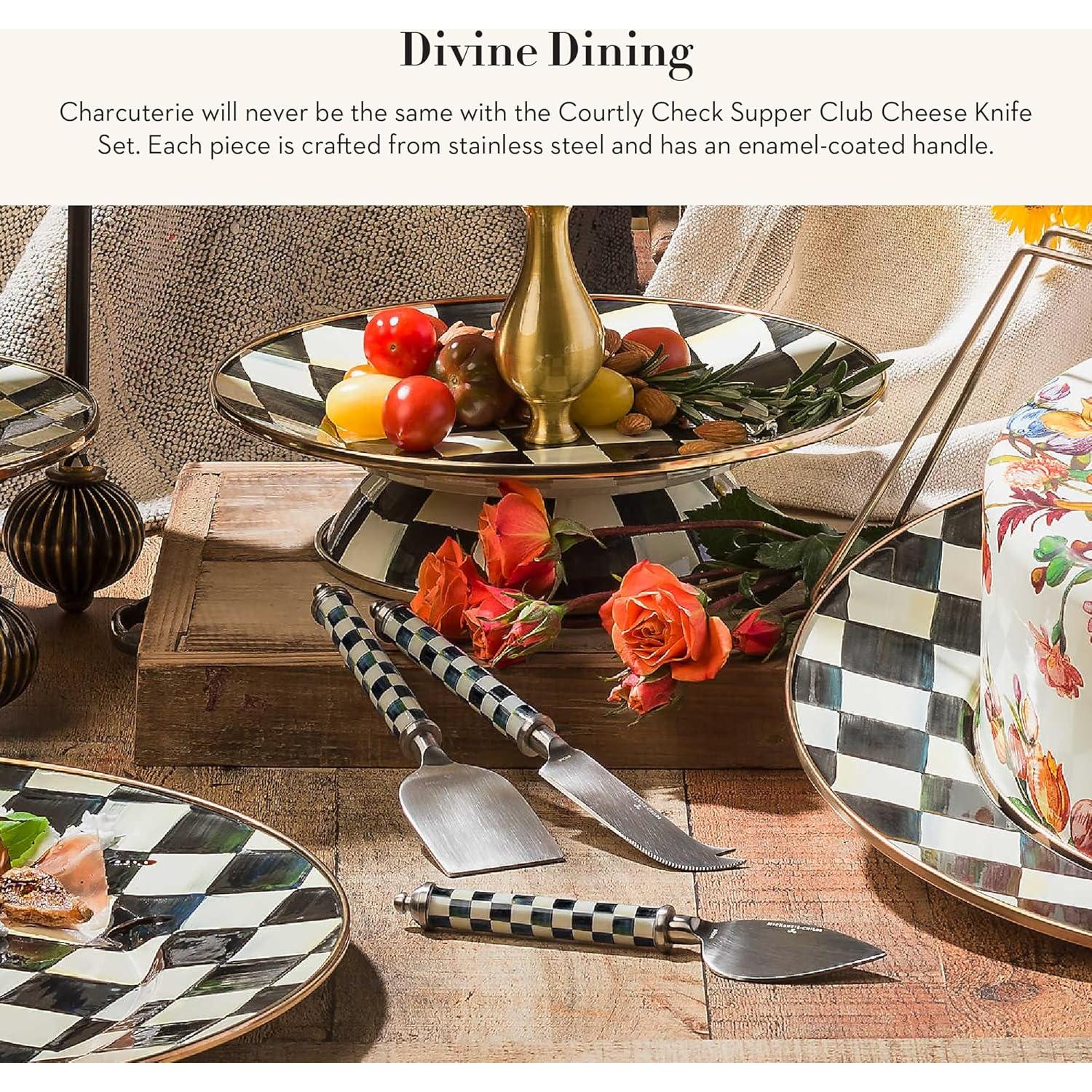 Juego de Cuchillos para Queso MacKenzie-Childs Cuadrícula 3 Pzas