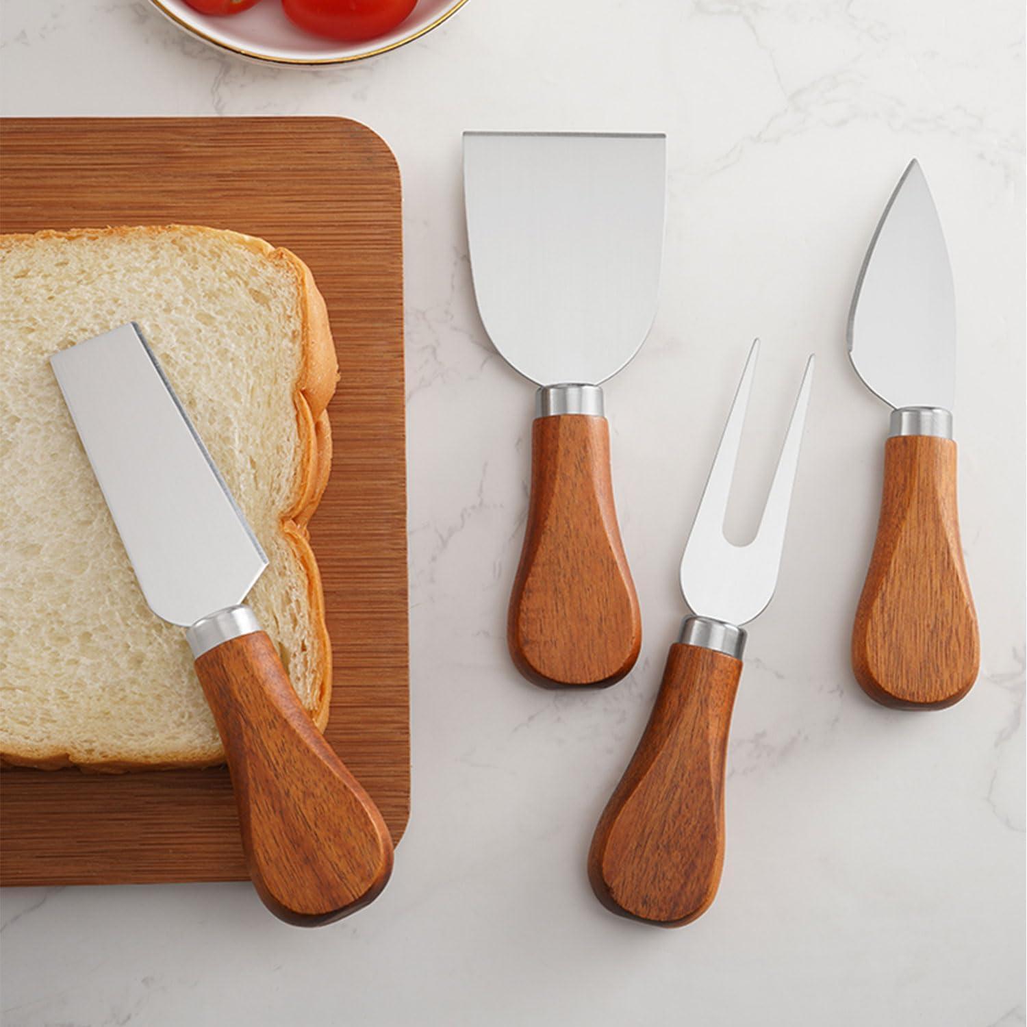 Juego de Cuchillos para Queso YUANQIAN 4 Piezas Acero Inoxidable
