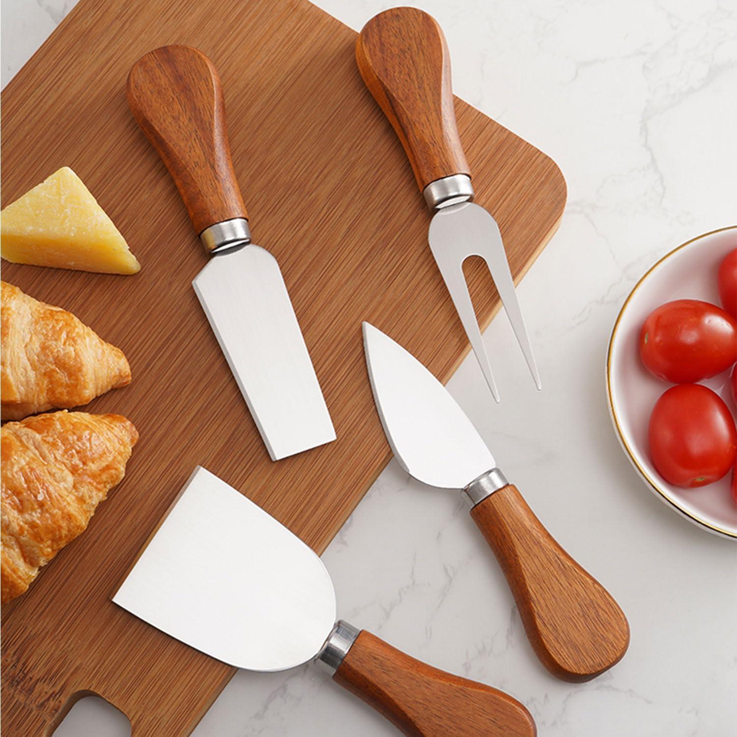 Juego de Cuchillos para Queso YUANQIAN 4 Piezas Acero Inoxidable