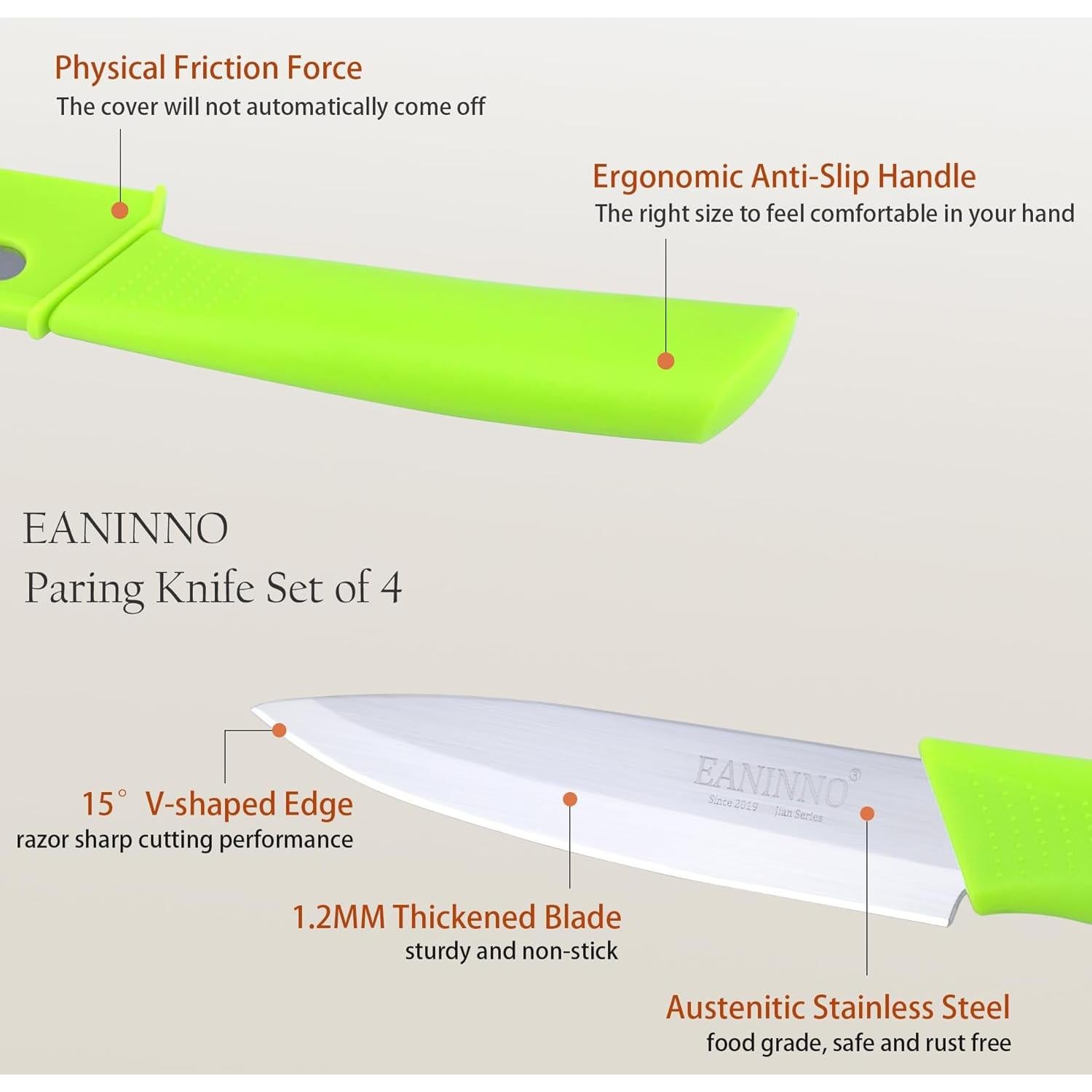 Juego de Cuchillos de Pelar EANINNO 10.16 cm Acero Inoxidable