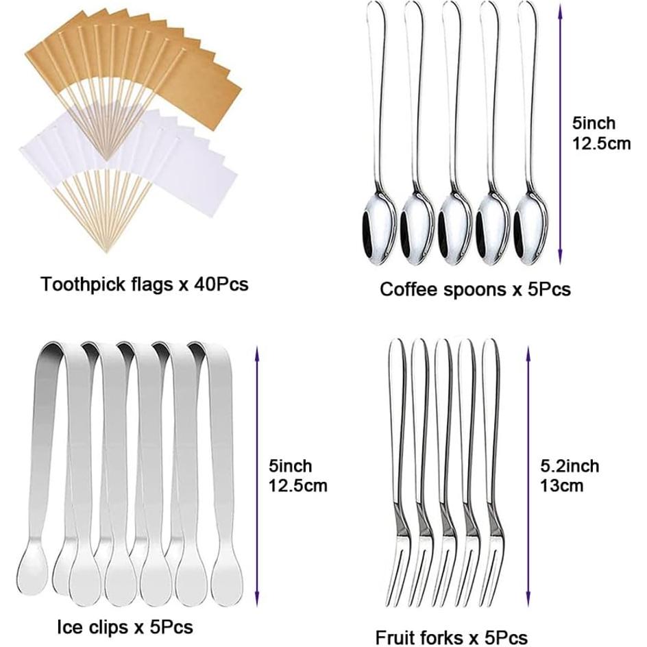 Juego de cuchillos para untar queso Linwnil 16 piezas con madera