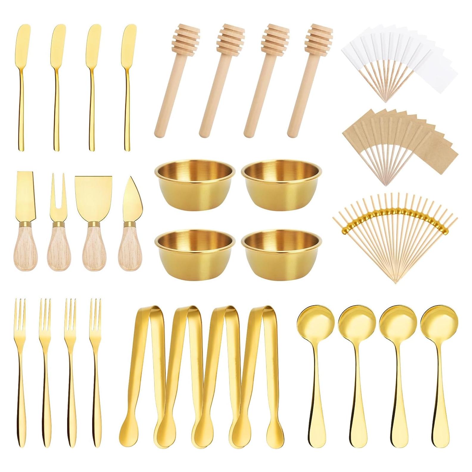 Juego de Utensilios para Charcutería Foyucool 98 Pcs Dorado