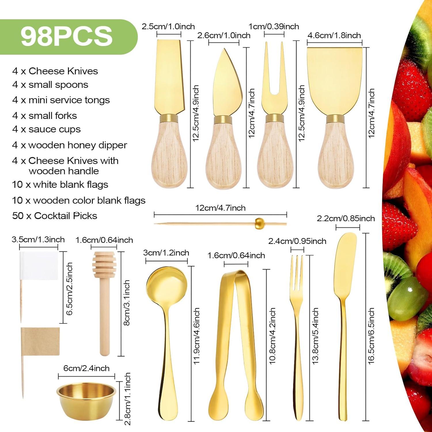 Juego de Utensilios para Charcutería Foyucool 98 Pcs Dorado