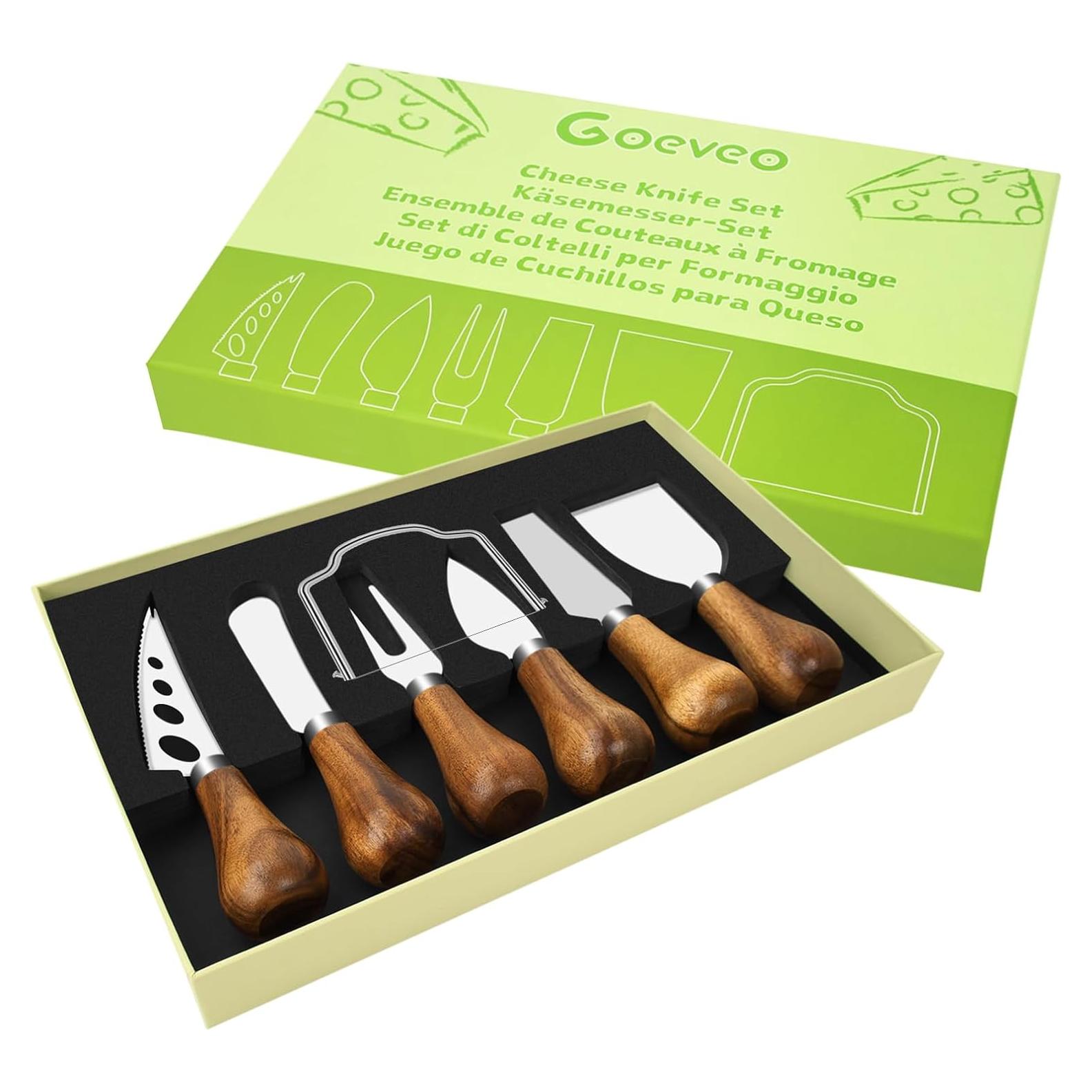 Juego de Cuchillos para Queso Goeveo 7 Piezas Acero Inoxidable