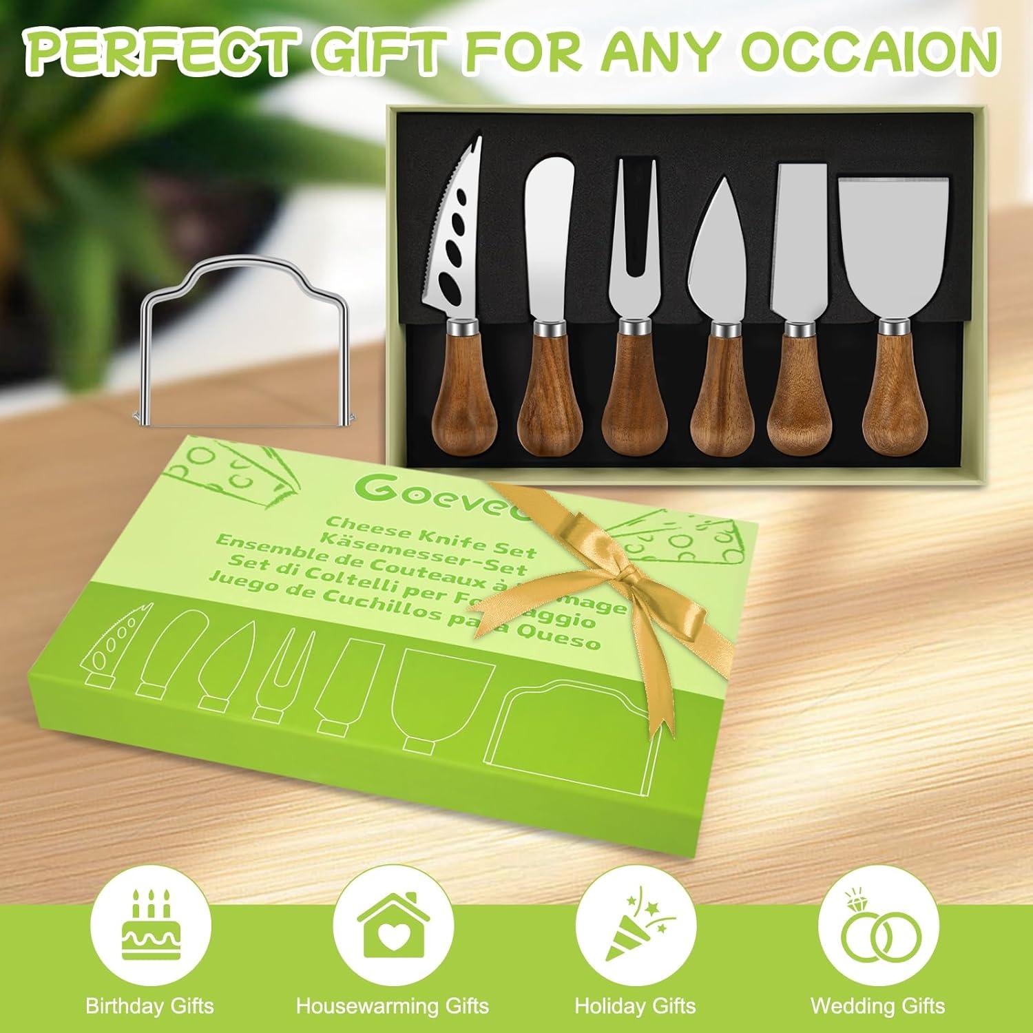 Juego de Cuchillos para Queso Goeveo 7 Piezas Acero Inoxidable