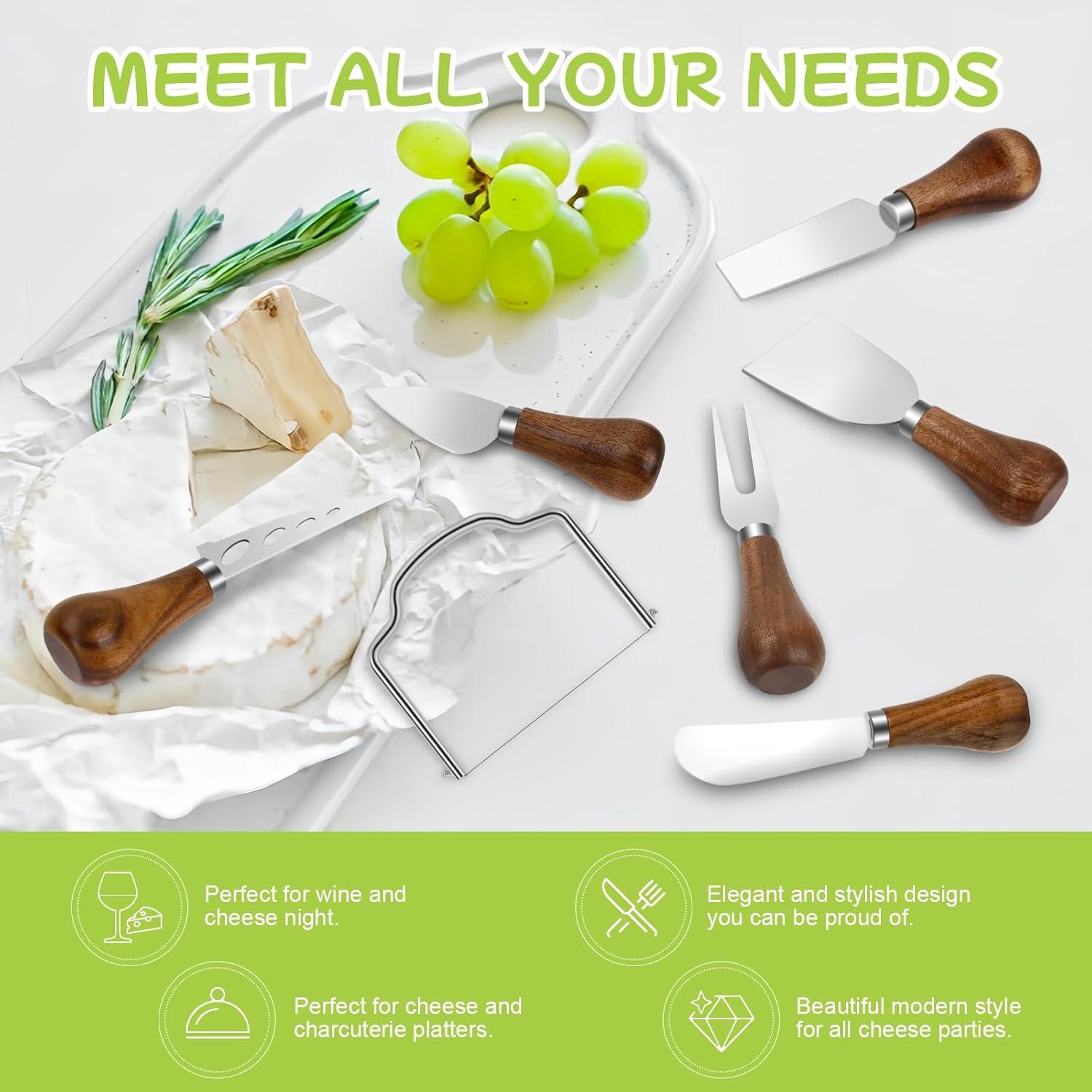 Juego de Cuchillos para Queso Goeveo 7 Piezas Acero Inoxidable