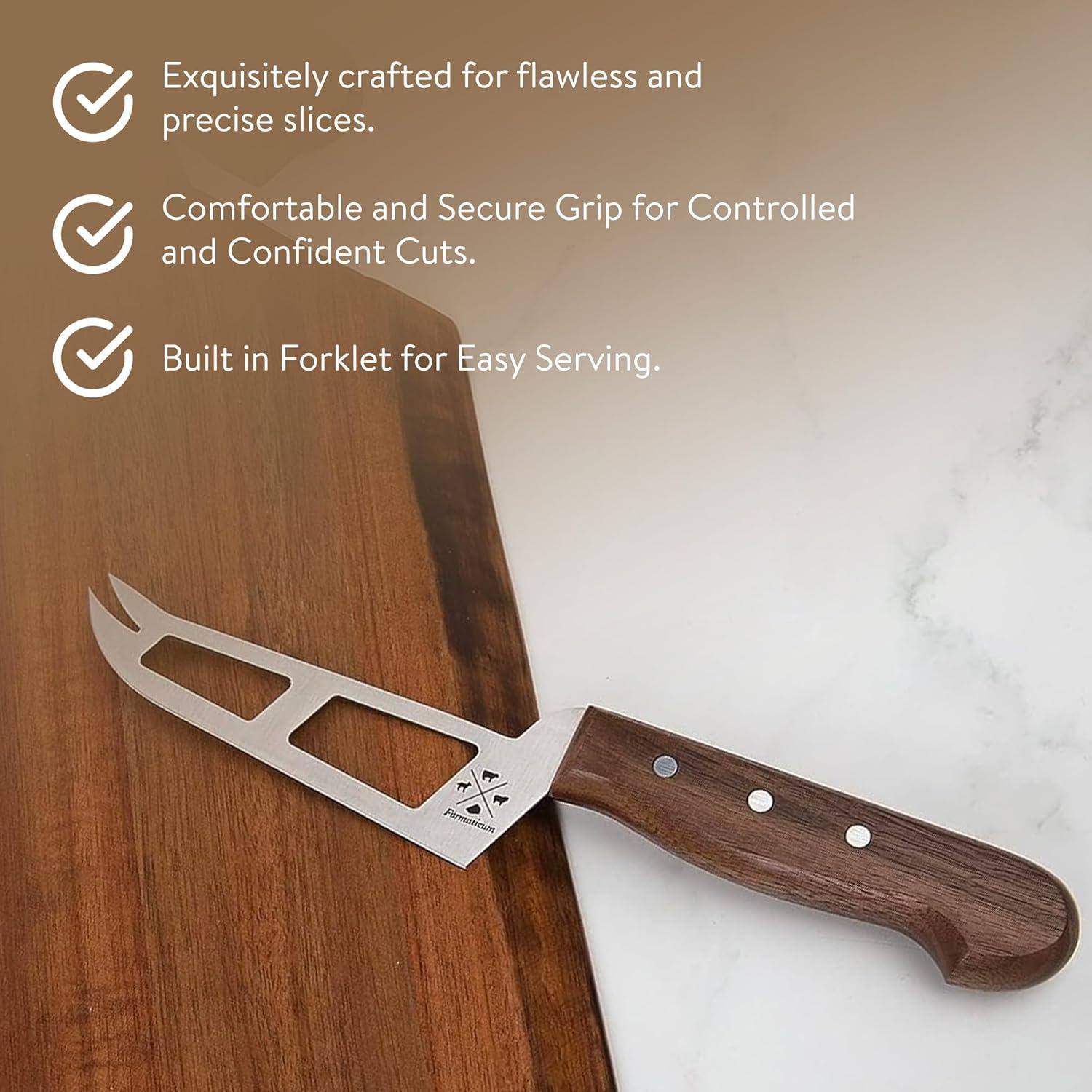 Cuchillo y tenedor mini para quesos suaves Formaticum 10.8cm