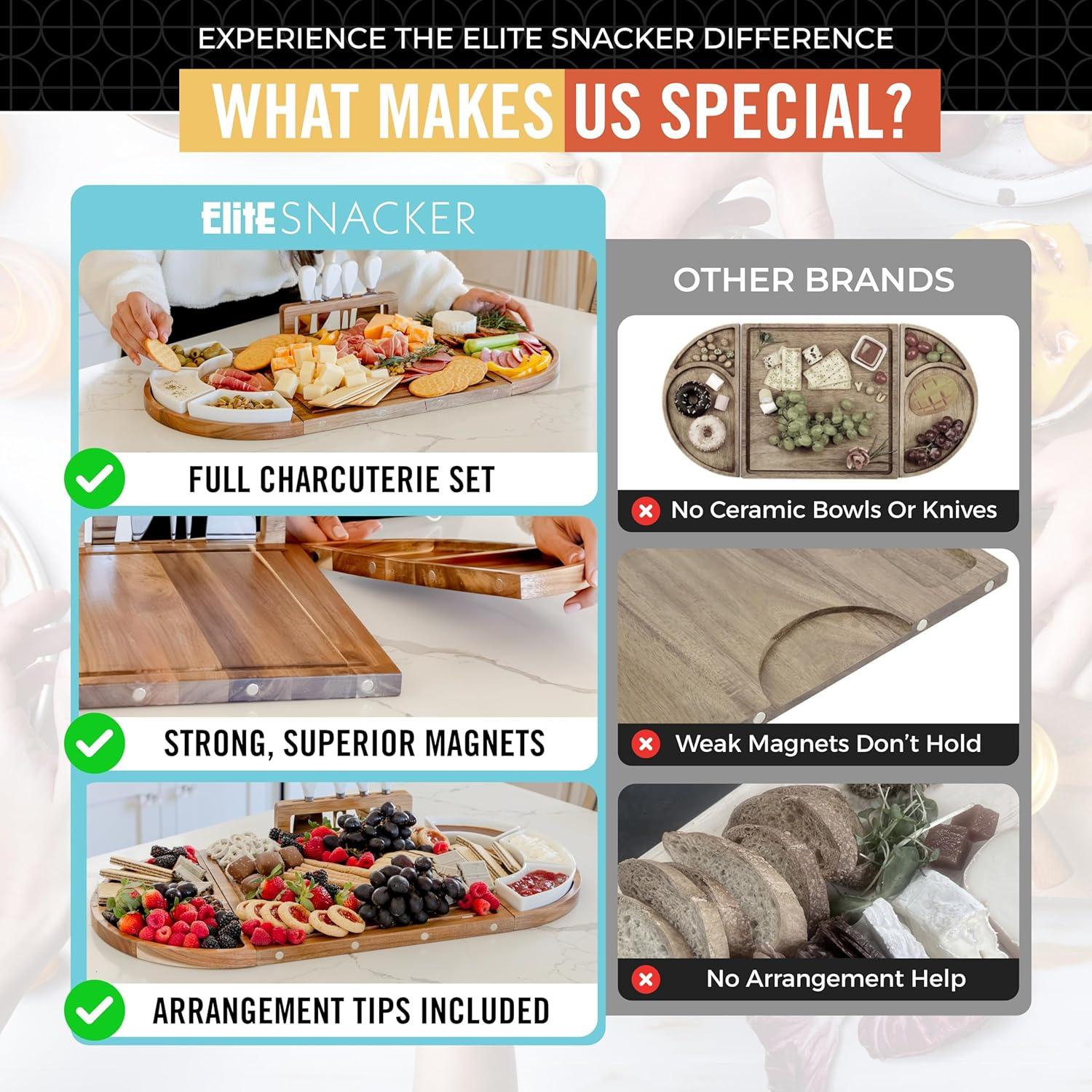 Juego de Tabla de Charcutería Grande The Elite Snacker 66x33cm