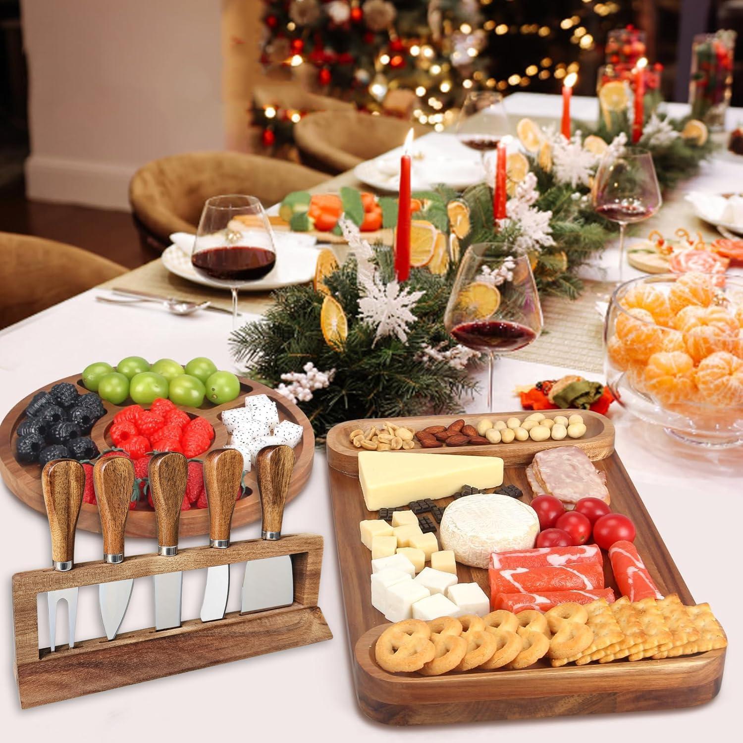 Juego de cuchillos de queso 6 piezas Linwnil con soporte de madera