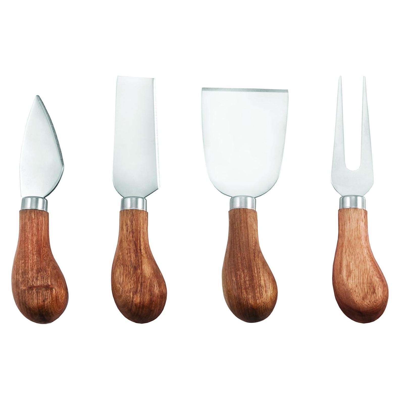 Juego de Cuchillos de Queso Gourmet Twine - Acero Inoxidable y Madera, Set de 4