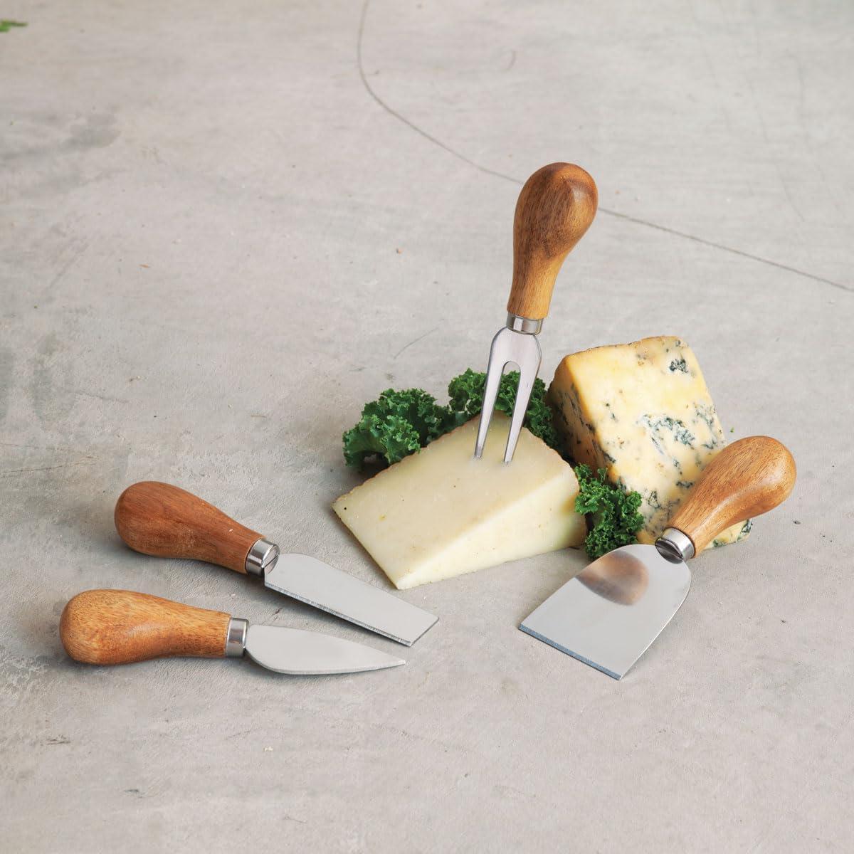 Juego de Cuchillos de Queso Gourmet Twine - Acero Inoxidable y Madera, Set de 4