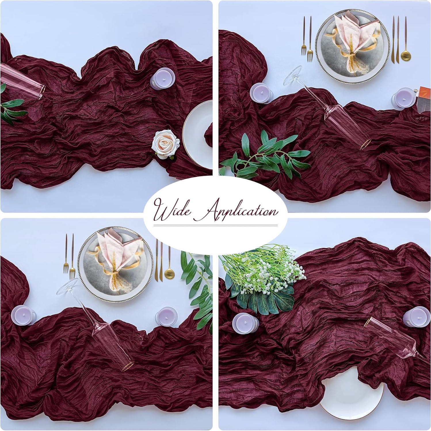 Caminos de Mesa de Gasa Burdeos 6 Piezas 304.8 cm para Bodas