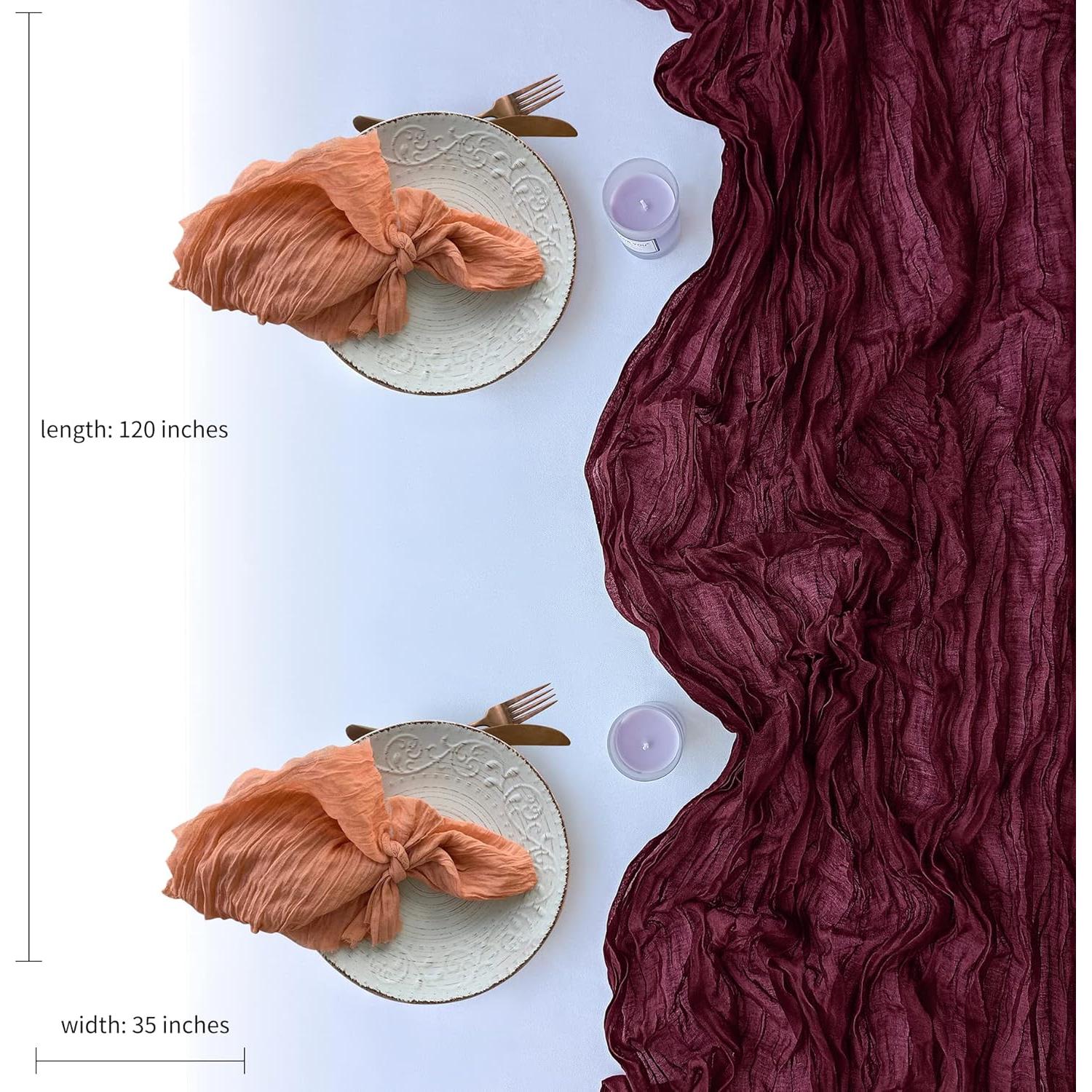 Caminos de Mesa de Gasa Burdeos 6 Piezas 304.8 cm para Bodas