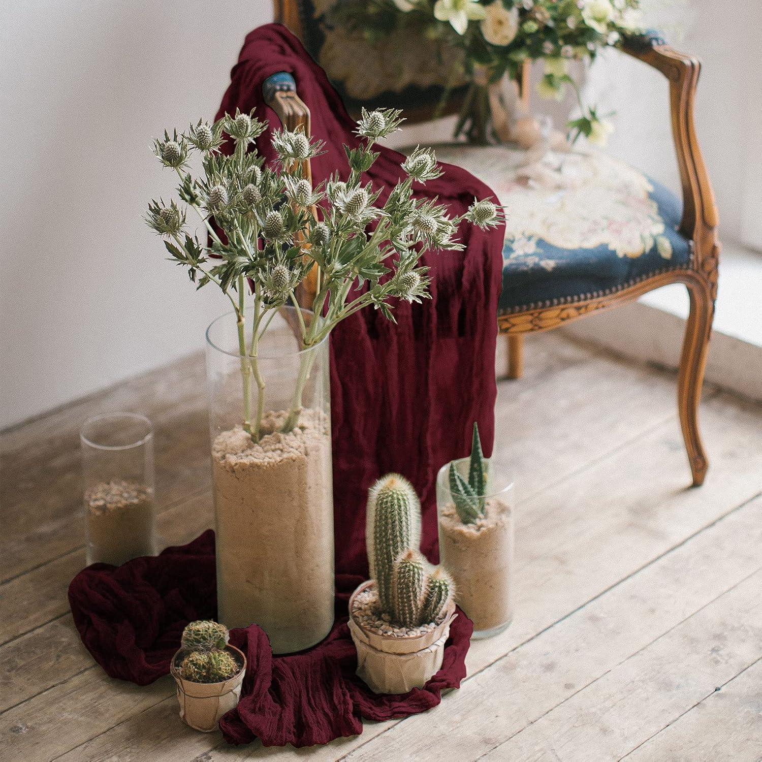 Caminos de Mesa de Gasa Burdeos 6 Piezas 304.8 cm para Bodas