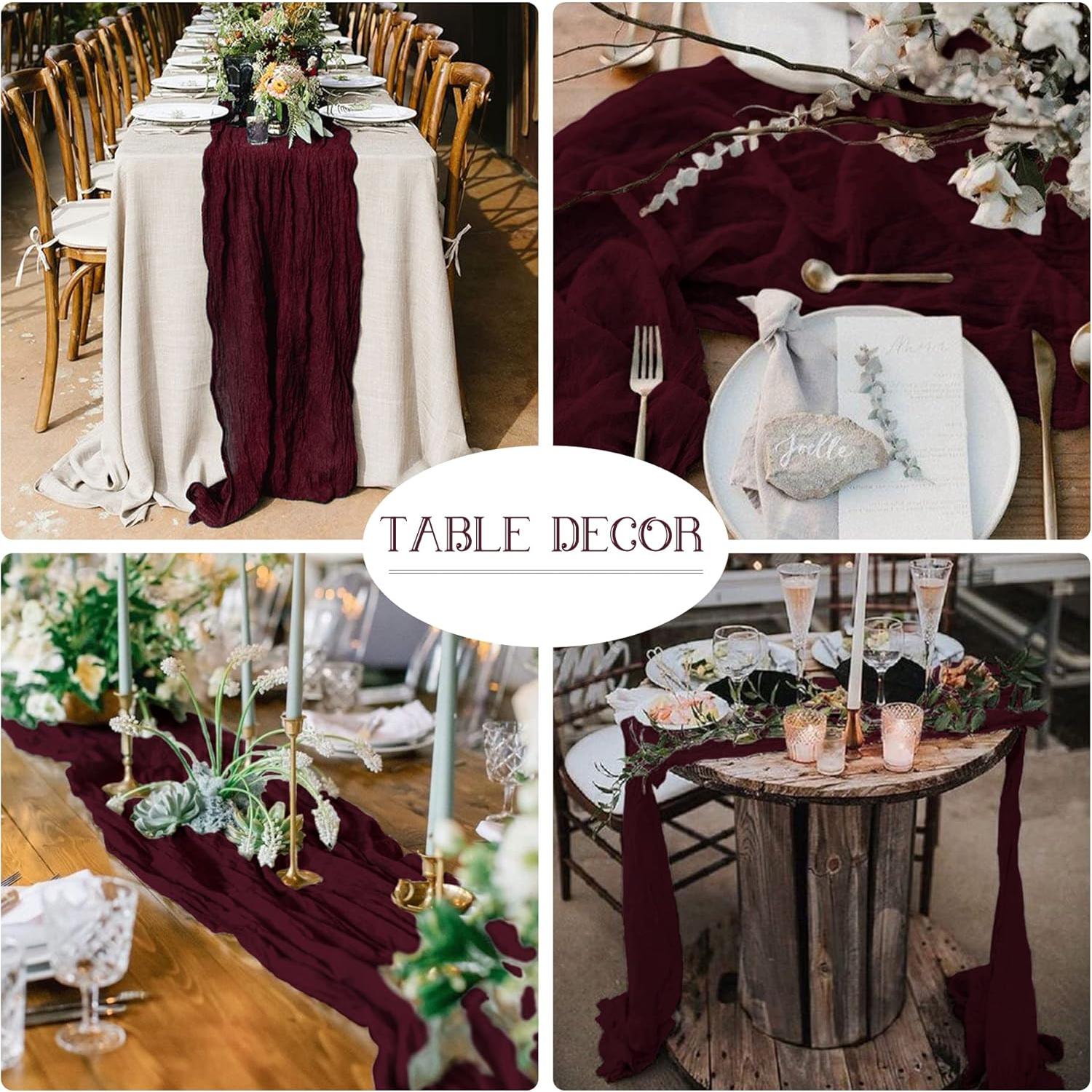 Caminos de Mesa de Gasa Burdeos 6 Piezas 304.8 cm para Bodas