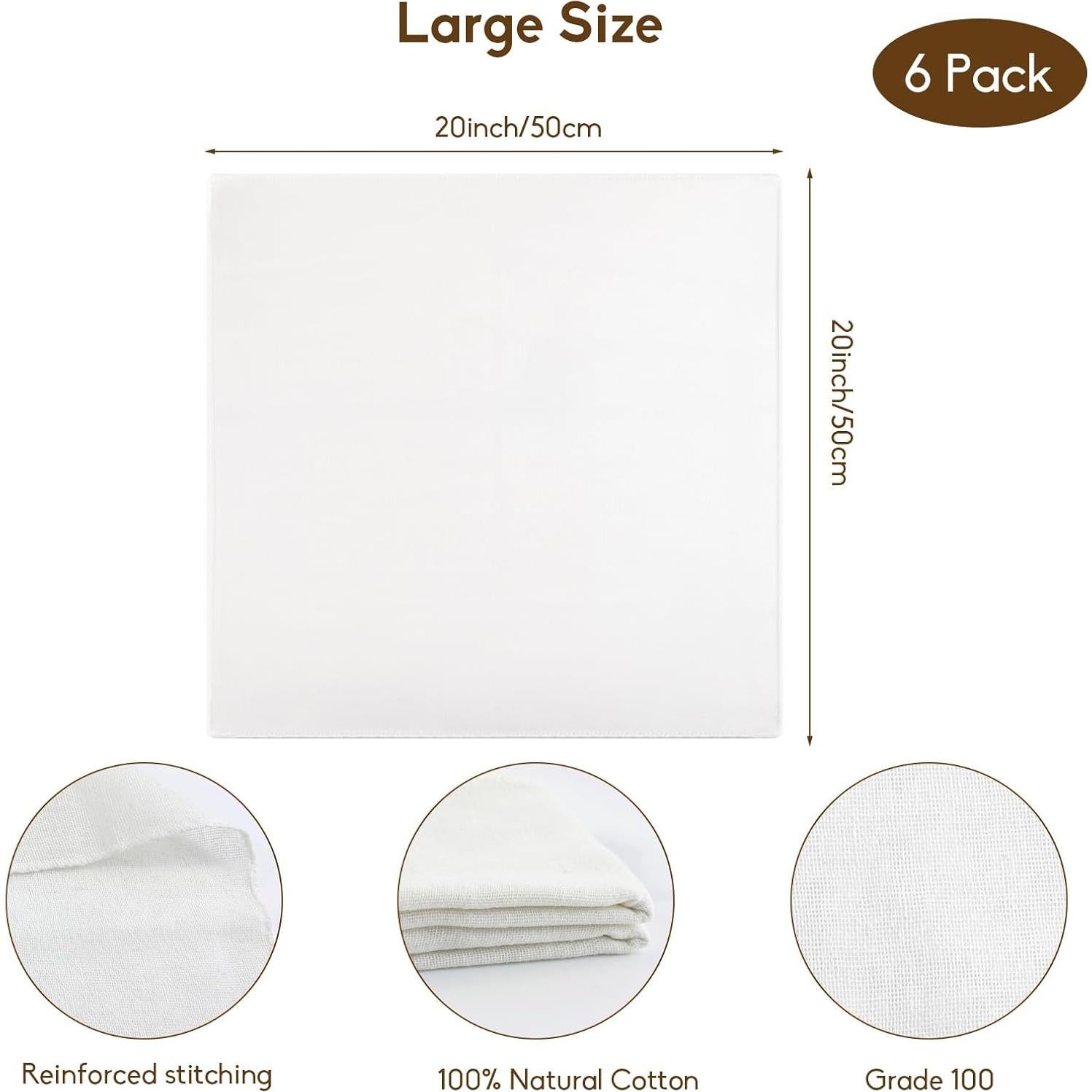 Paquete de 6 Paños de Queso Muomdid 50.8 x 50.8 cm Algodón