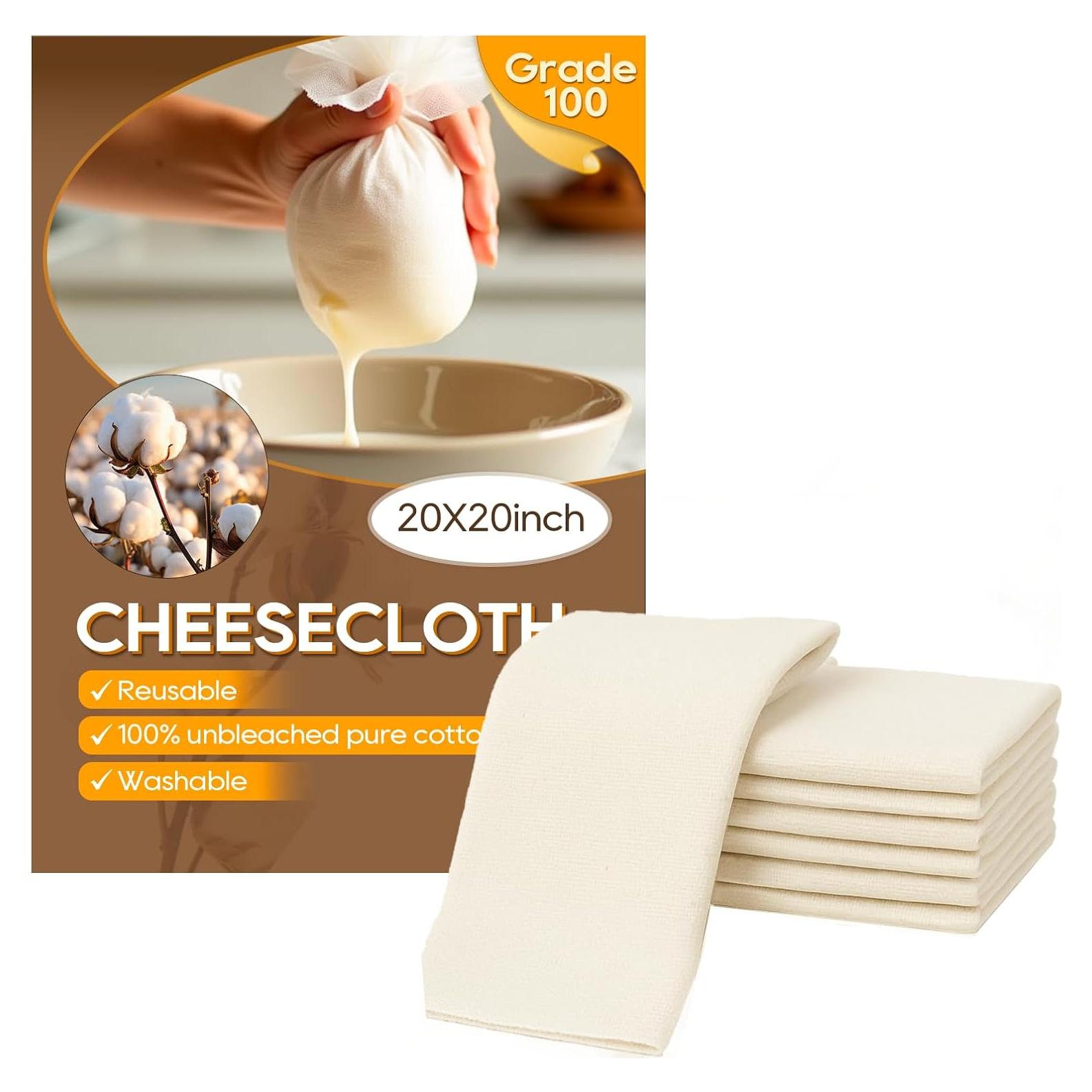 Paquete de 6 Telas de Queso Reutilizables Yaogniy 50.8x50.8 cm