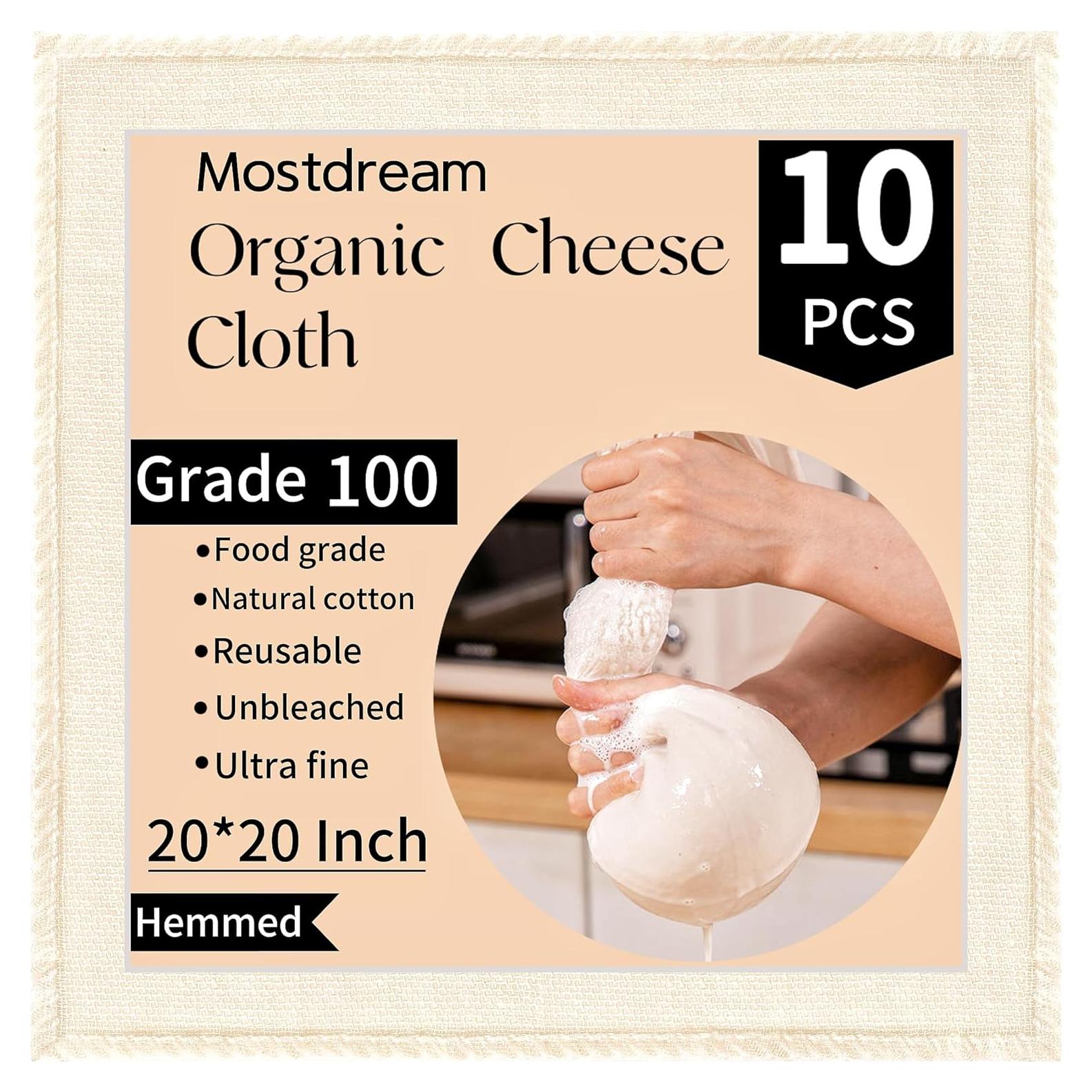 Paños de Queso Mostdream 10 Piezas 20x20 cm Algodón Reutilizable