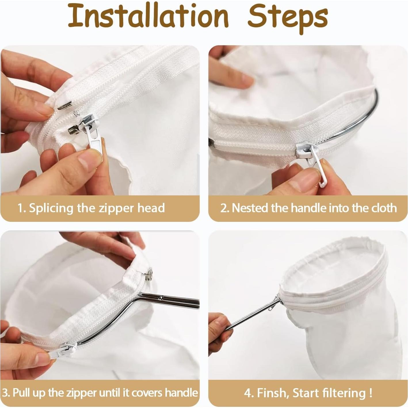 Bolsas de Filtro de Malla Fina YZRIZX con Mango Acero Inoxidable