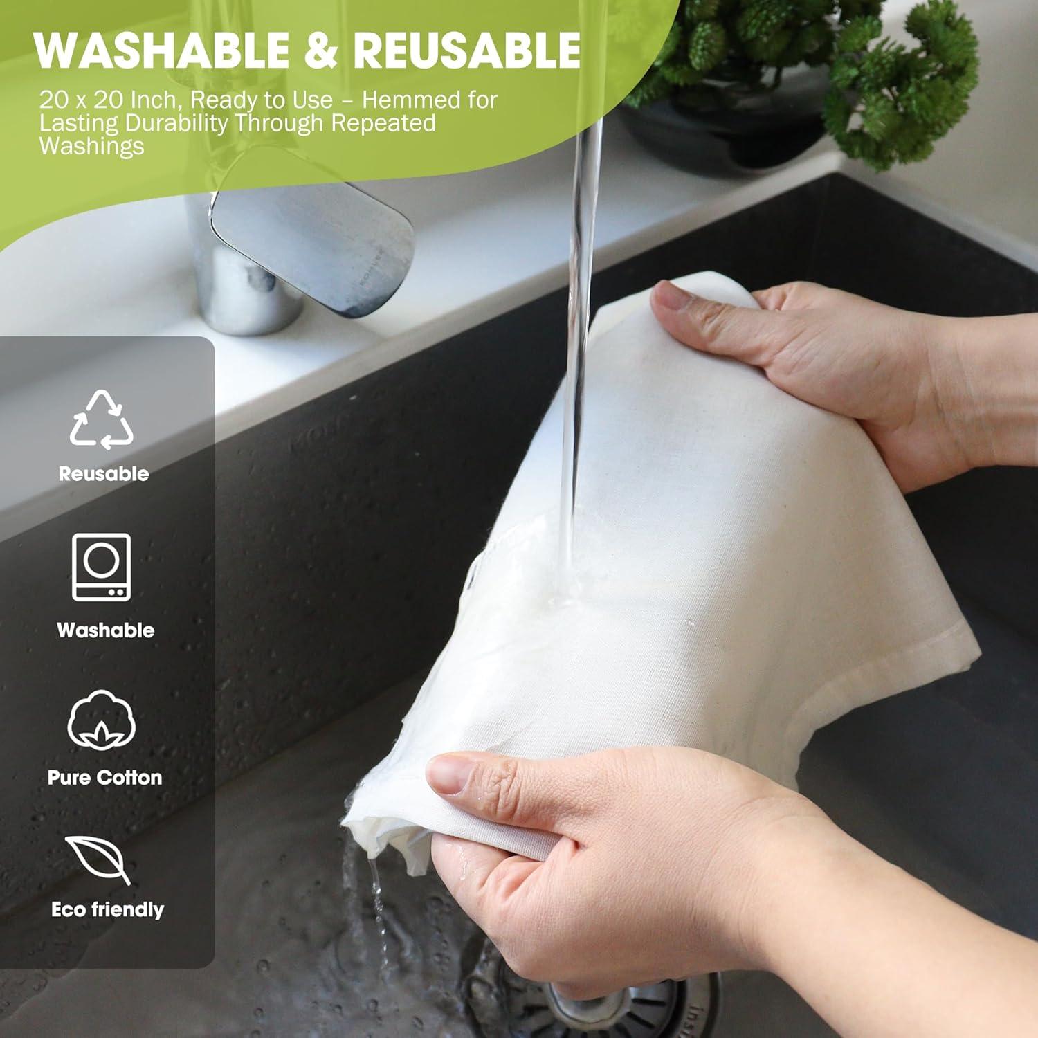 Gasa de Algodón Puro Hlbrain 50x50 cm 2 Pcs Reutilizable