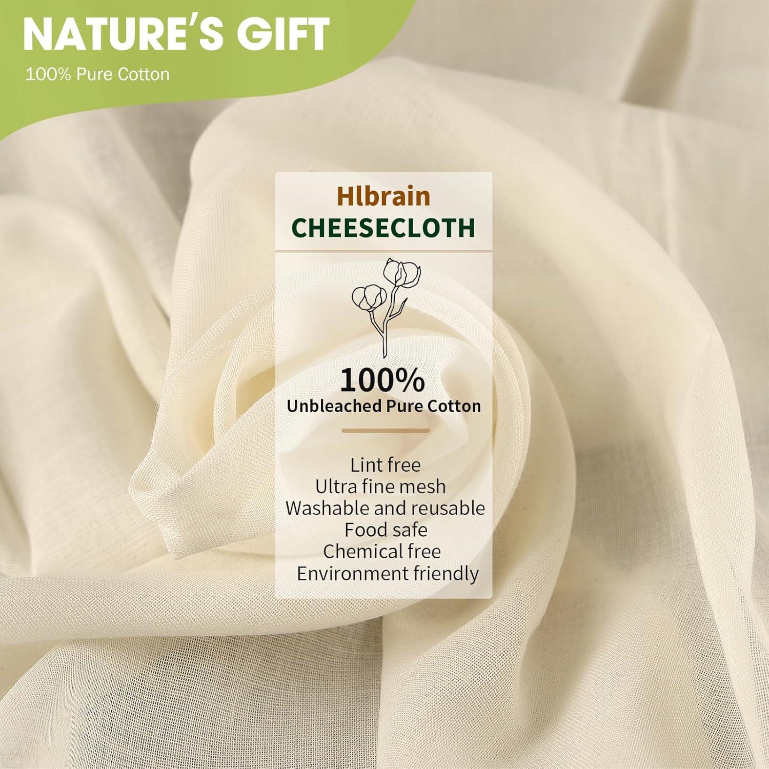 Gasa de Algodón Puro Hlbrain 50x50 cm 2 Pcs Reutilizable