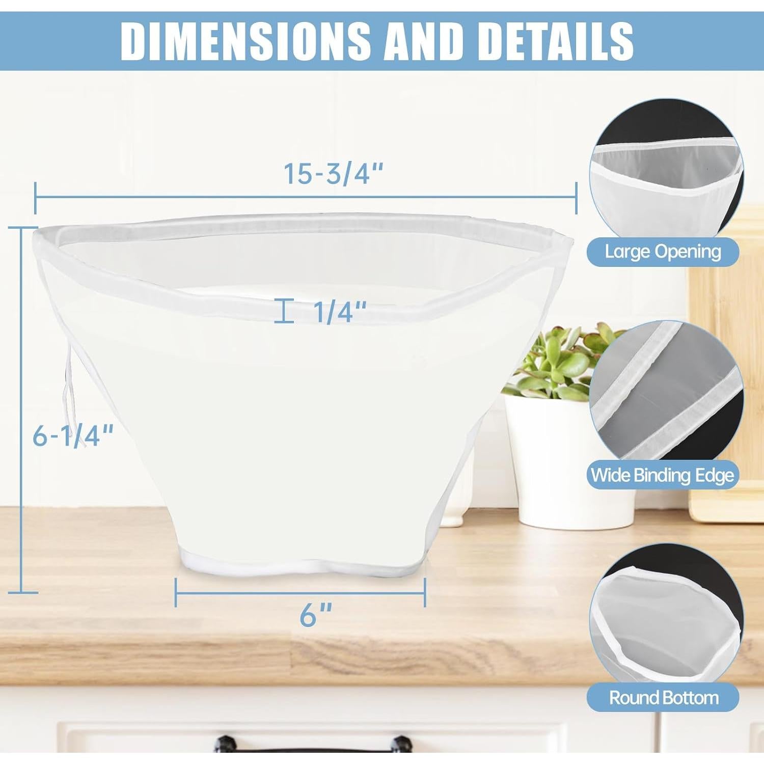 Bolsa de Colador de Nylon Amicmilano 2 Pack 200 y 125 Micrones