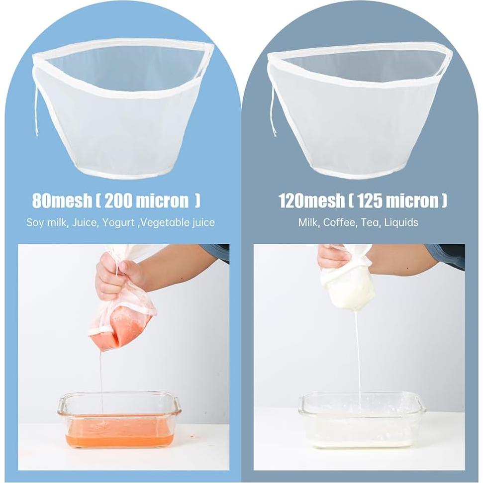 Bolsa de Colador de Nylon Amicmilano 2 Pack 200 y 125 Micrones
